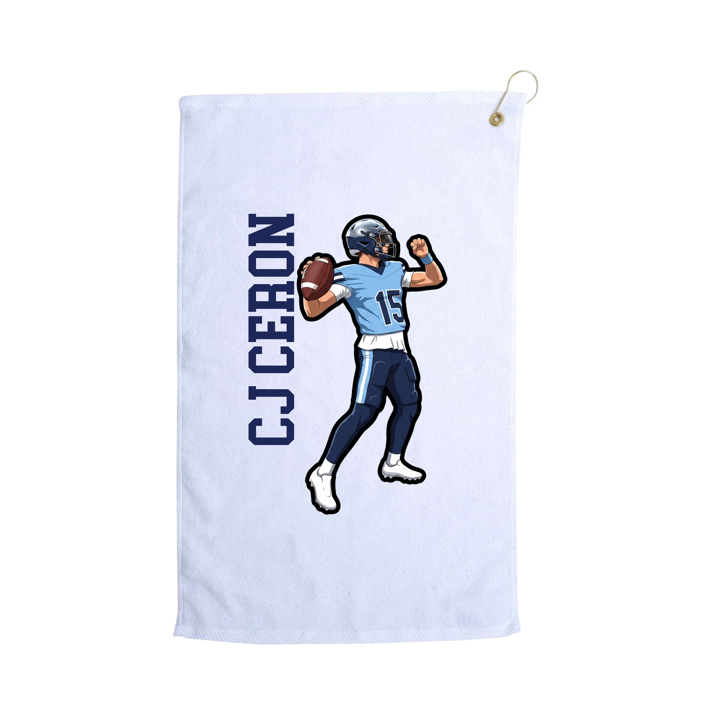 Golf Towel — Name Vertical in White