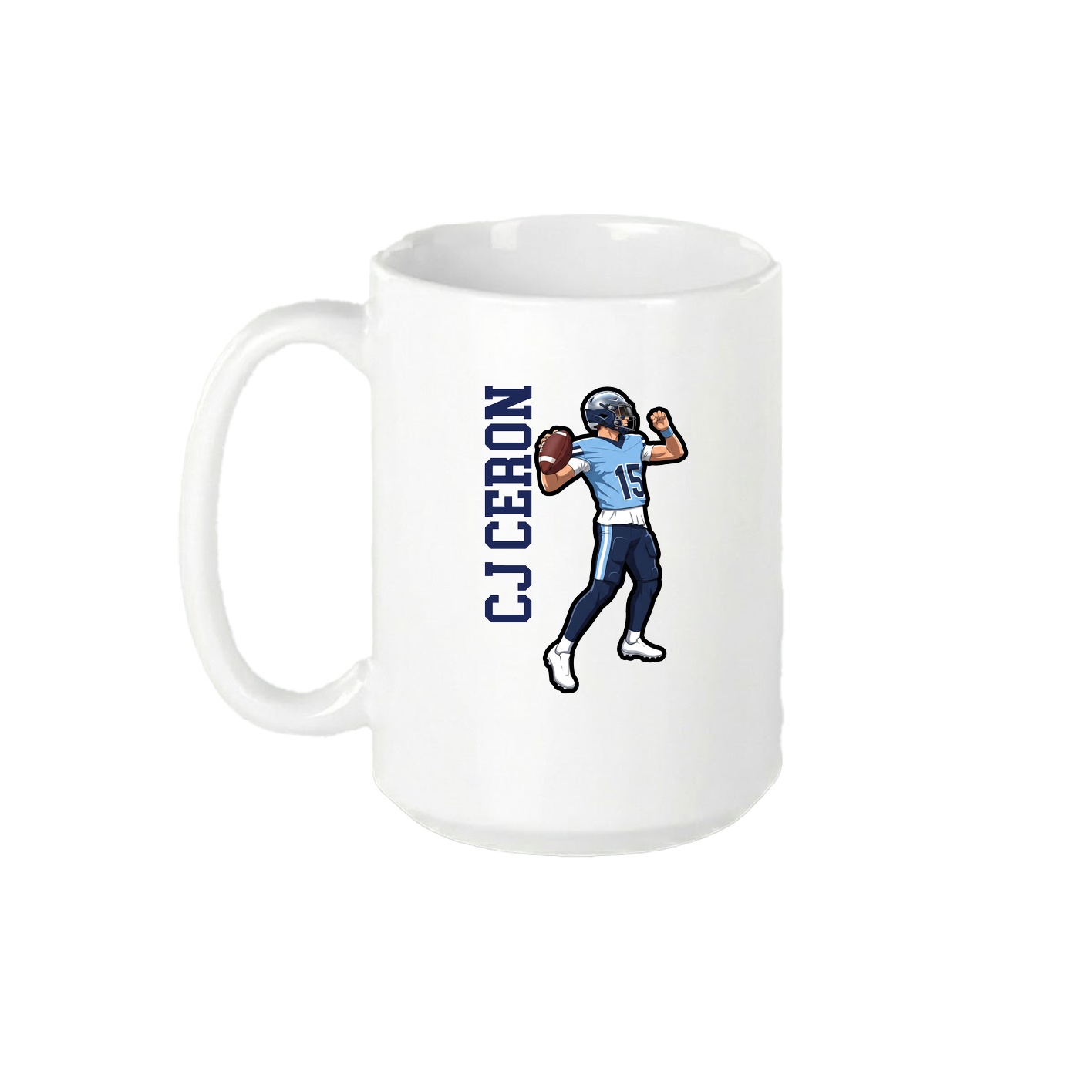 15oz Coffee Mug — Name Vertical in White