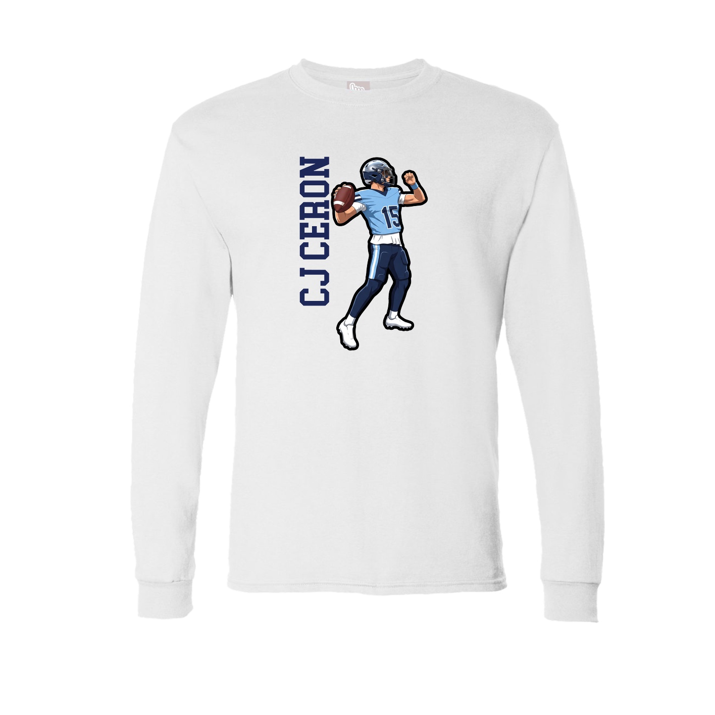Long Sleeve Tee — Name Vertical in White