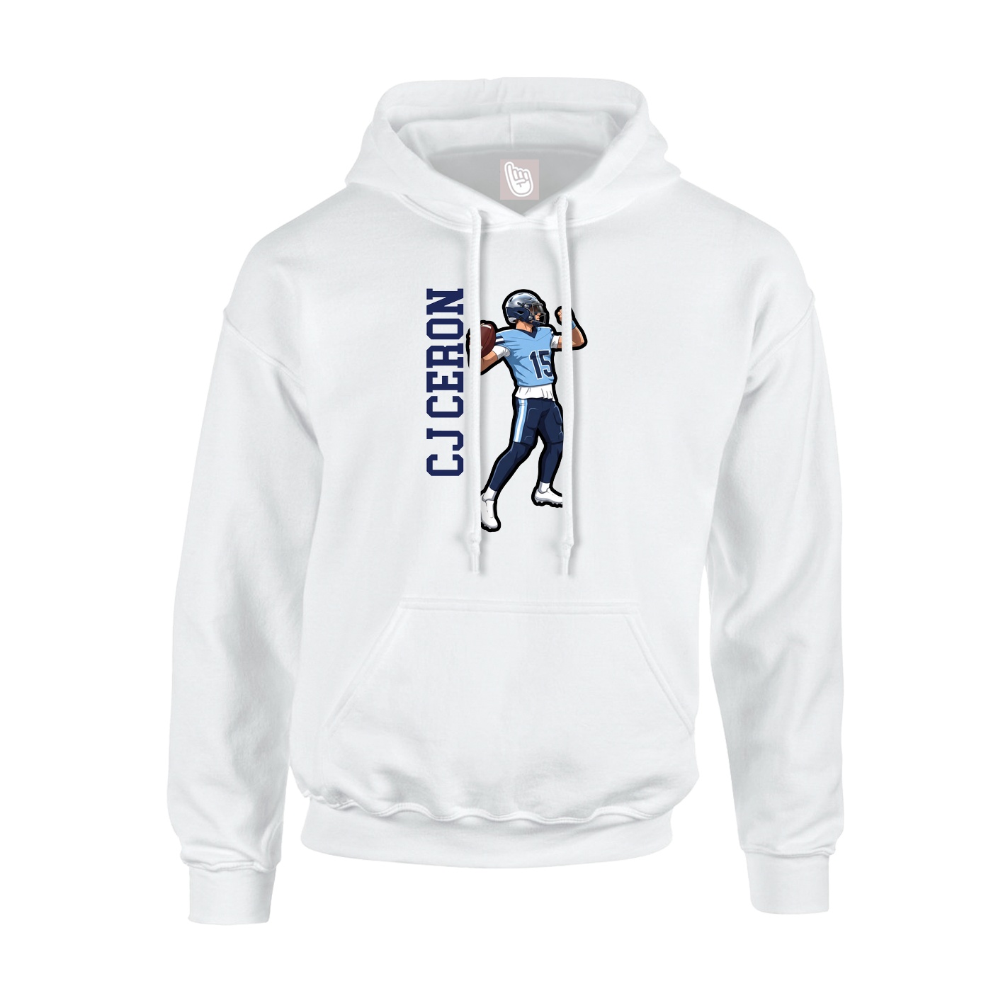 Youth Hoodie — Name Vertical in White