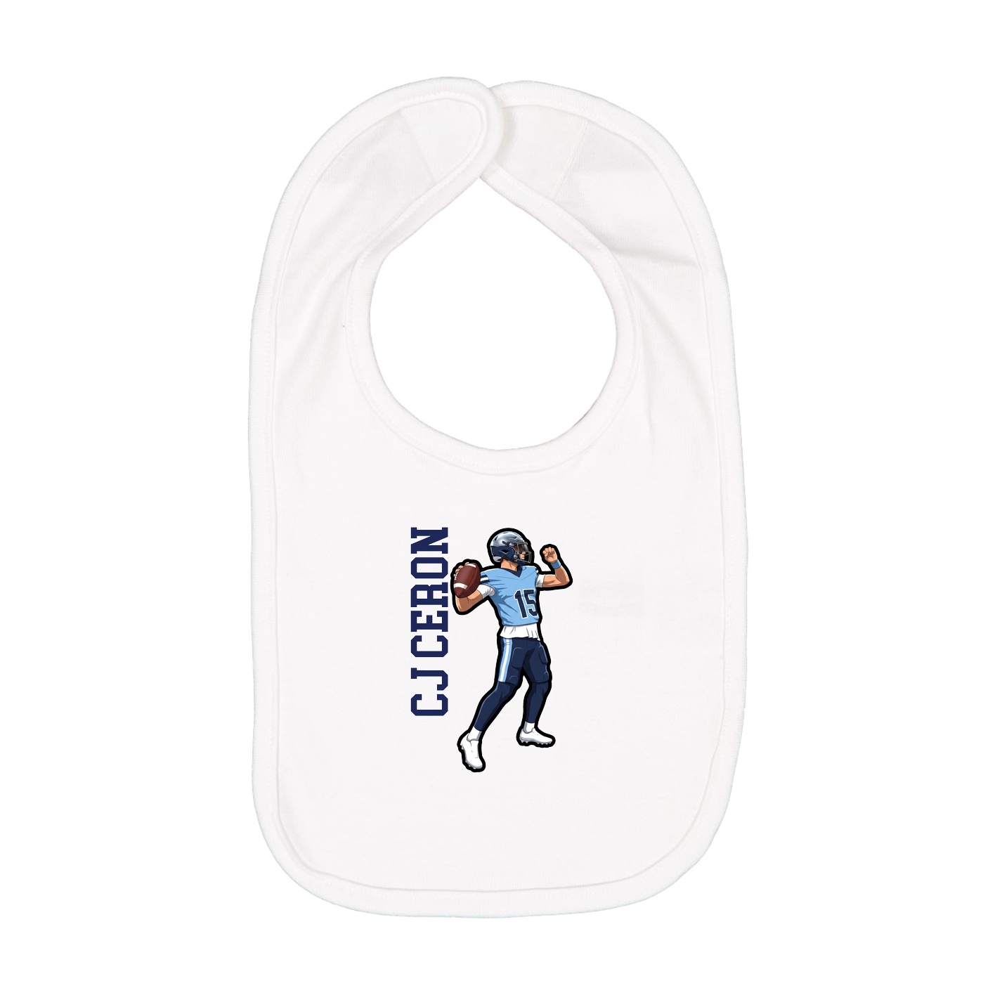 Infant Bib — Name Vertical in White
