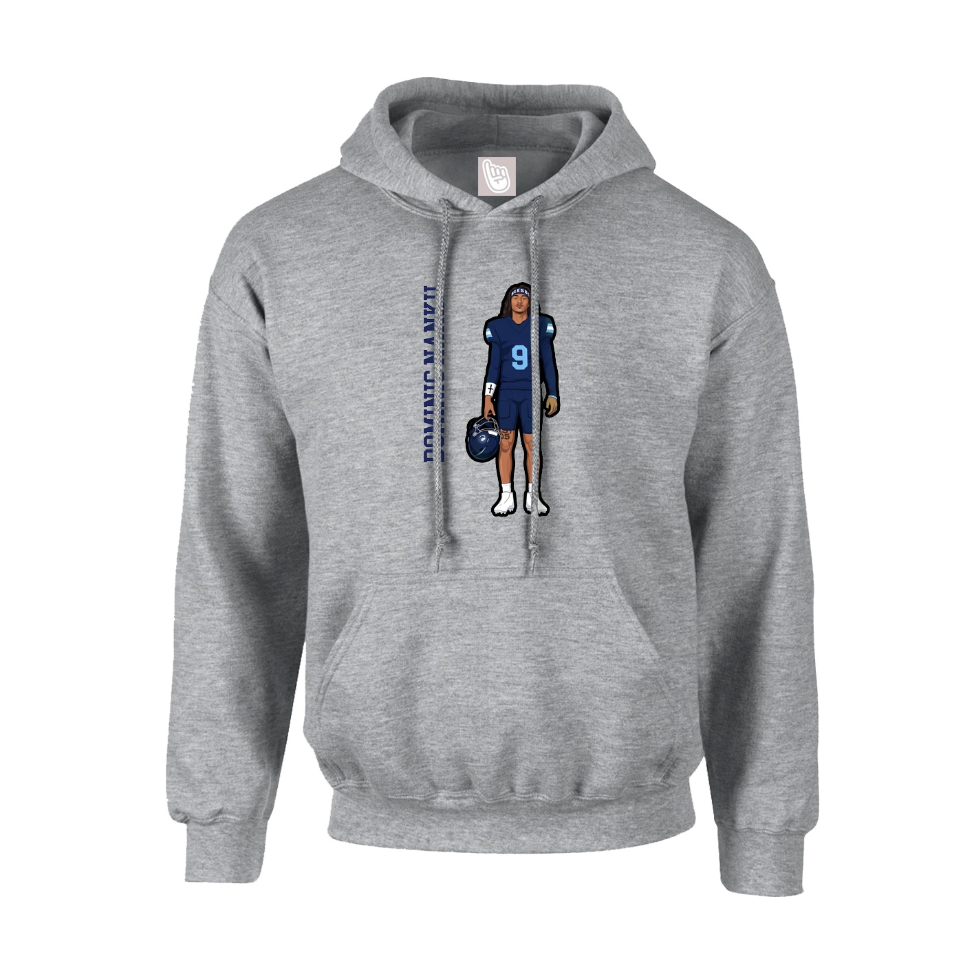 Hoodie — Name Vertical in Grey