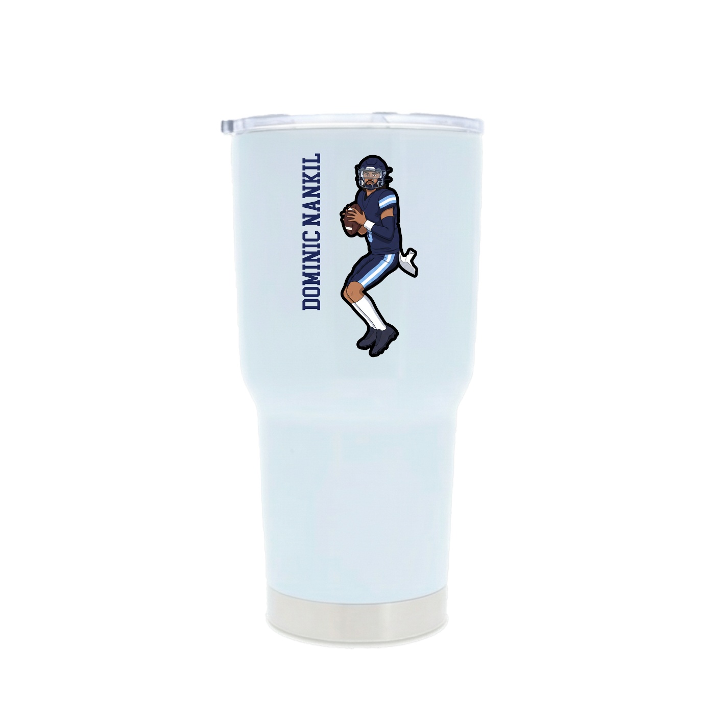 30oz Stainless Steel Tumbler — Name Vertical in White