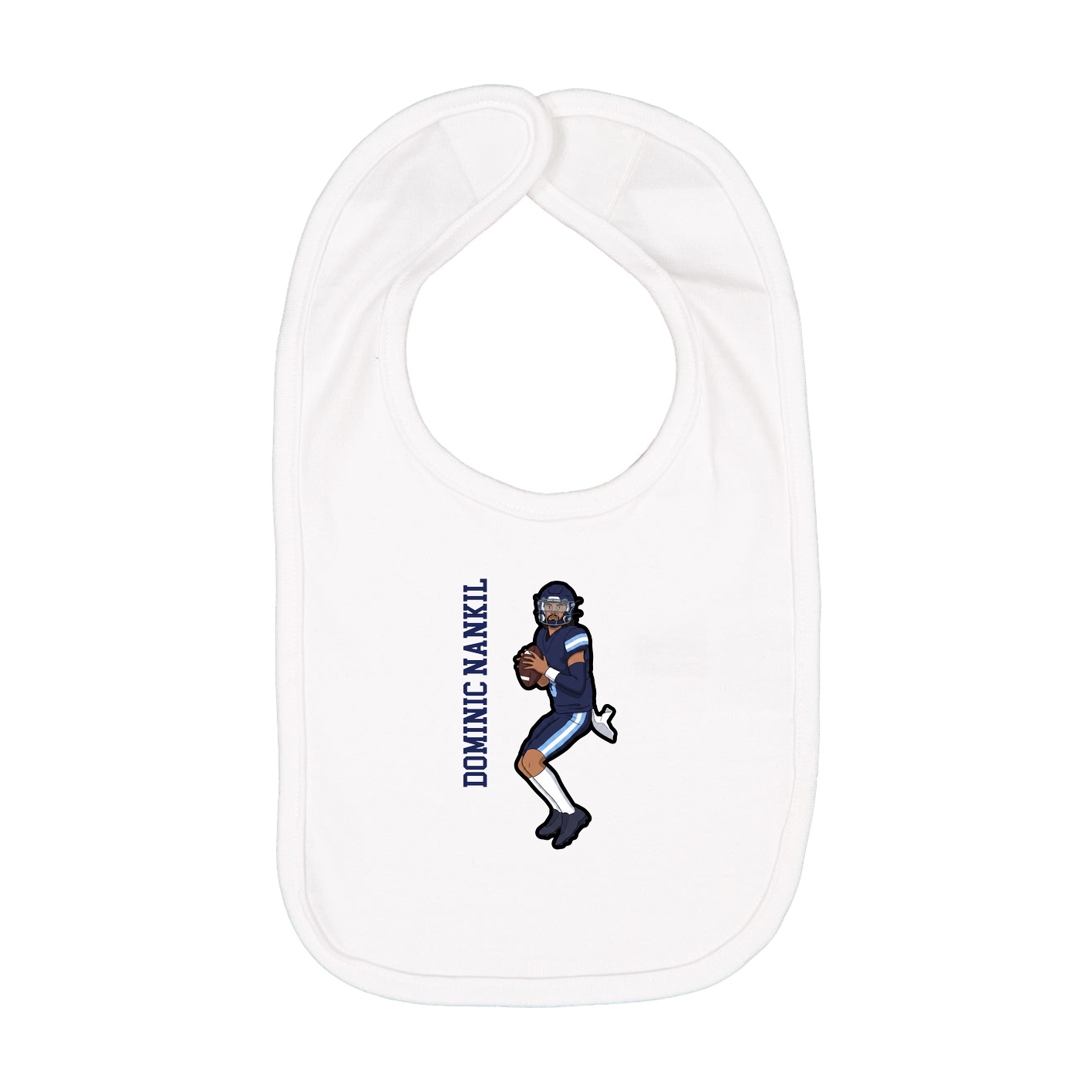 Infant Bib — Name Vertical in White