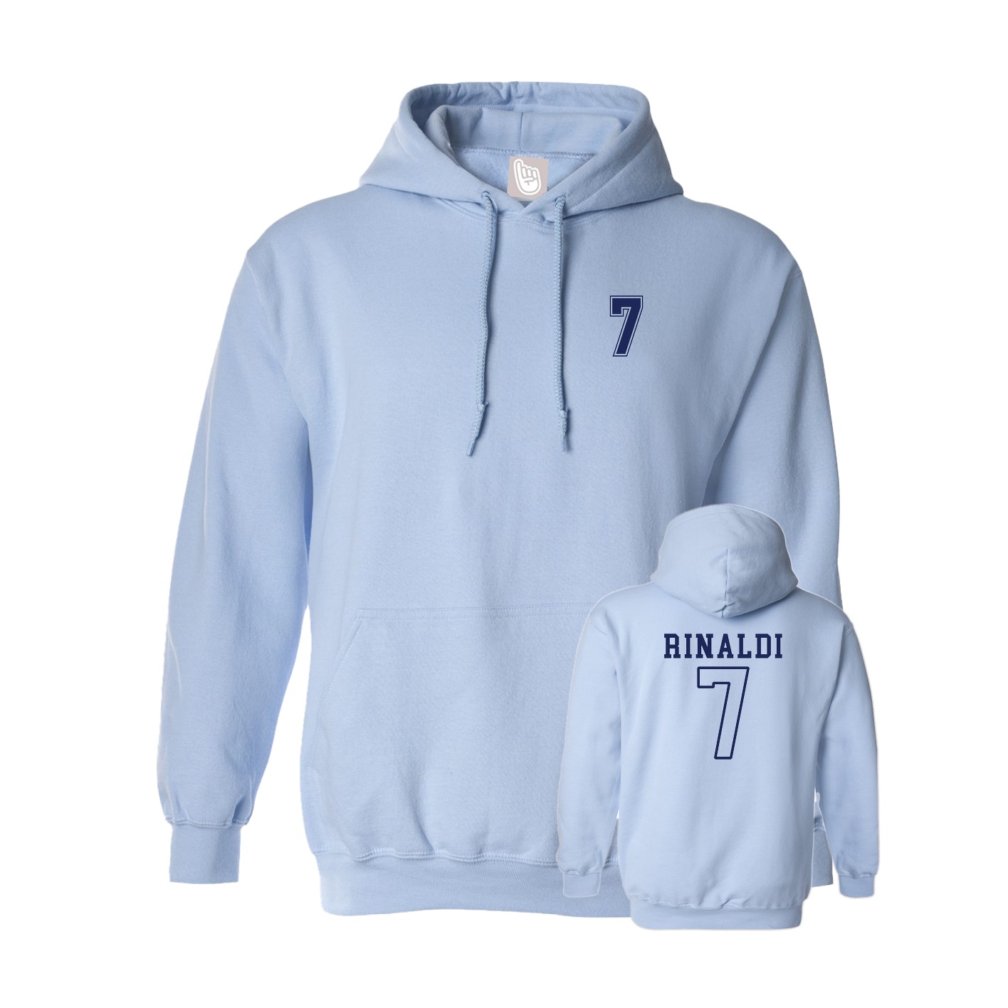 Hoodie — Chest Back in Light Blue