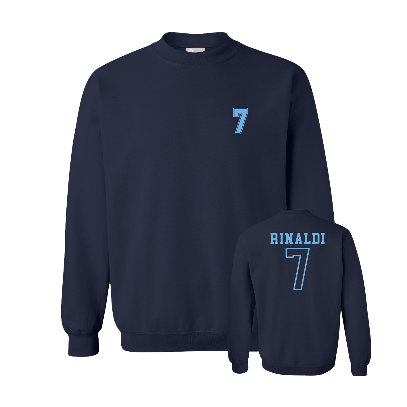 Fleece Crew — Chest Back in Navy