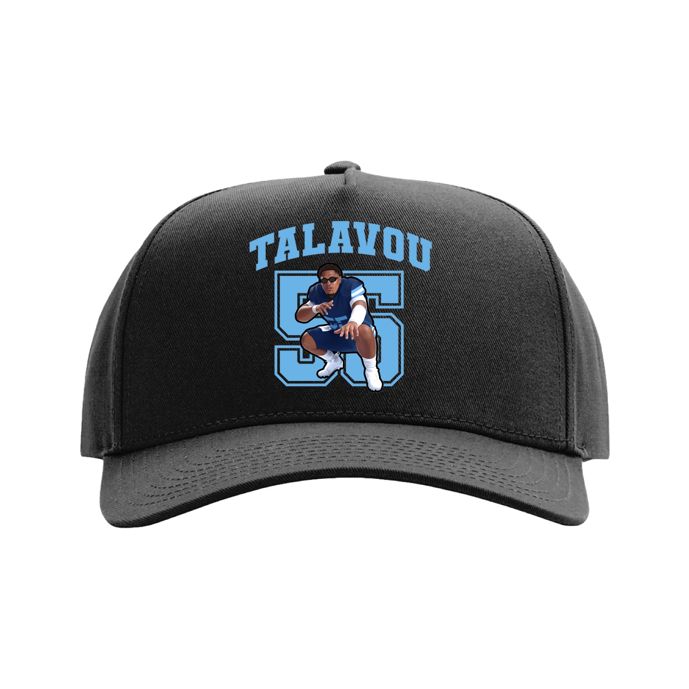 Full Fabric Five-Panel Champ Cap — Number in Black