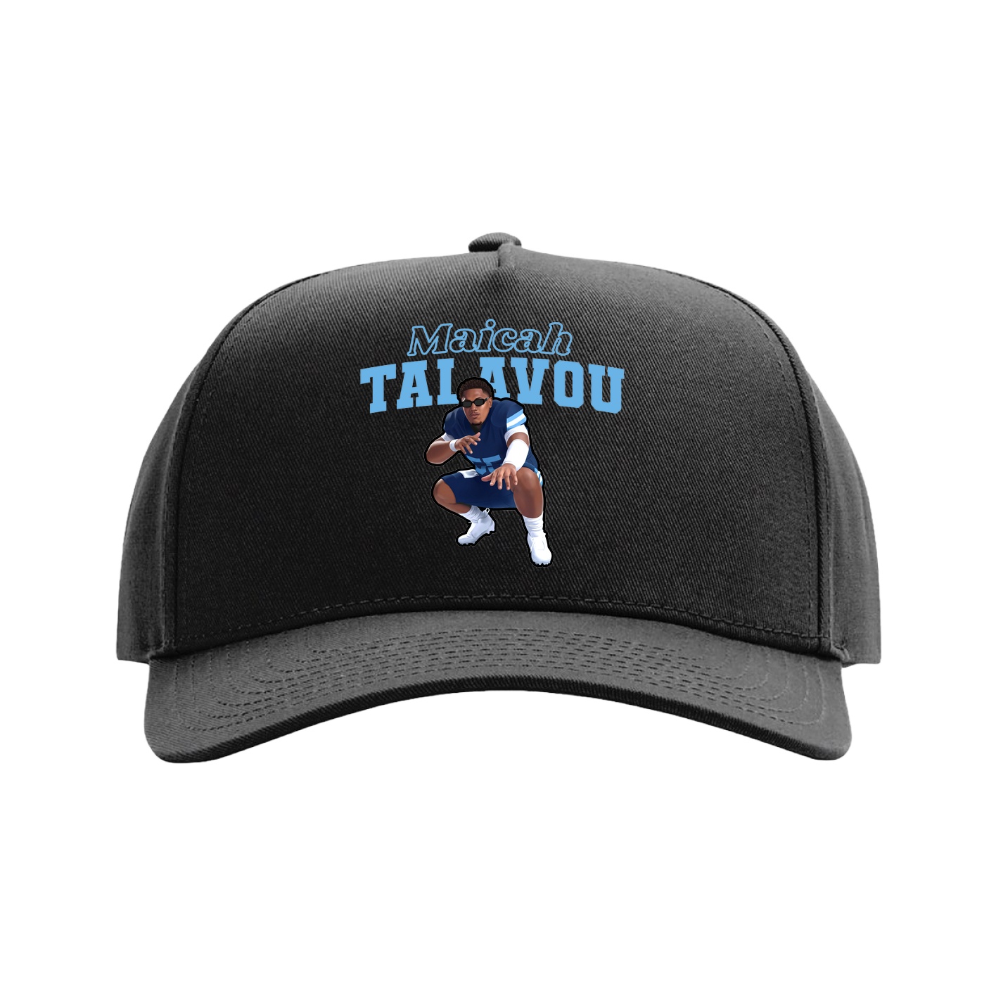 Full Fabric Five-Panel Champ Cap — Name Arch in Black