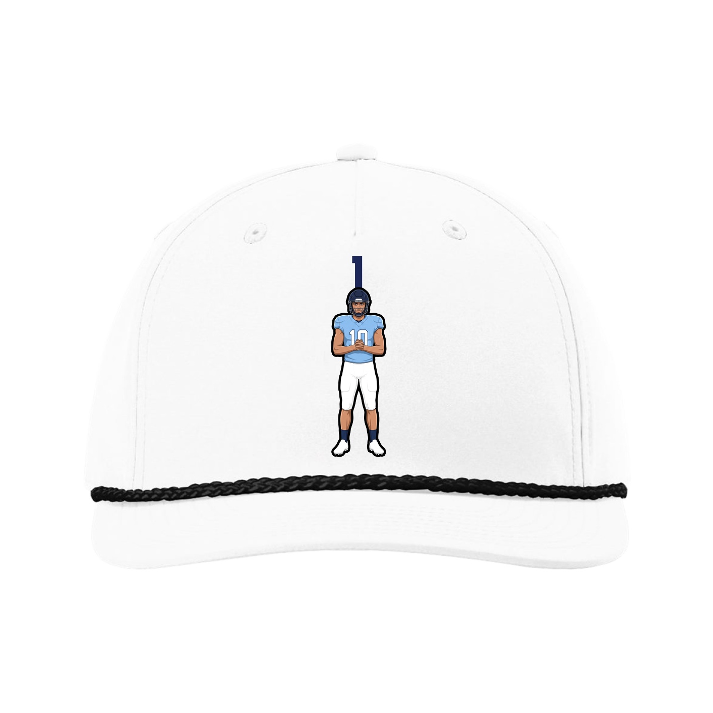 Five-Panel Classic Rope Cap — Number Top in White