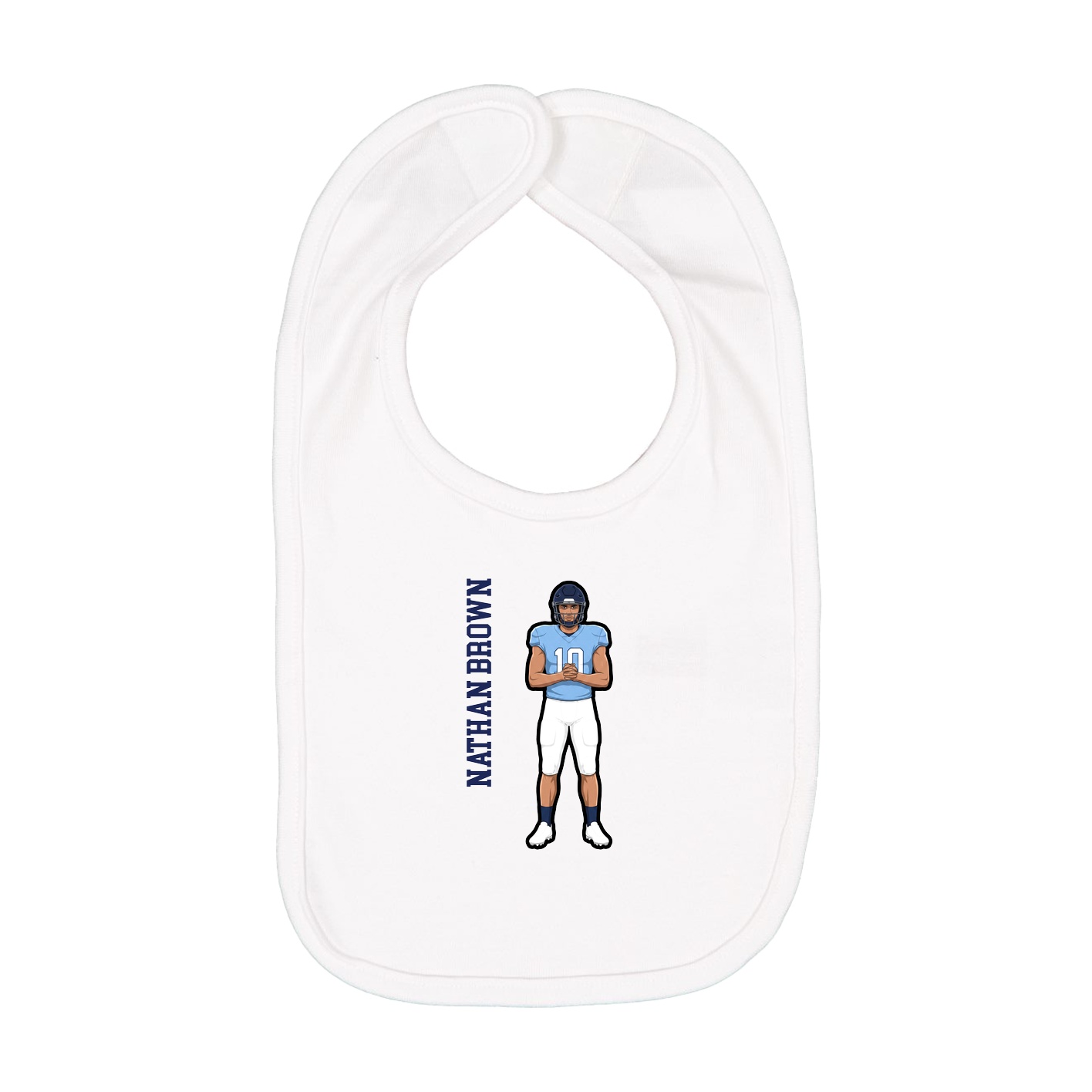 Infant Bib — Name Vertical in White