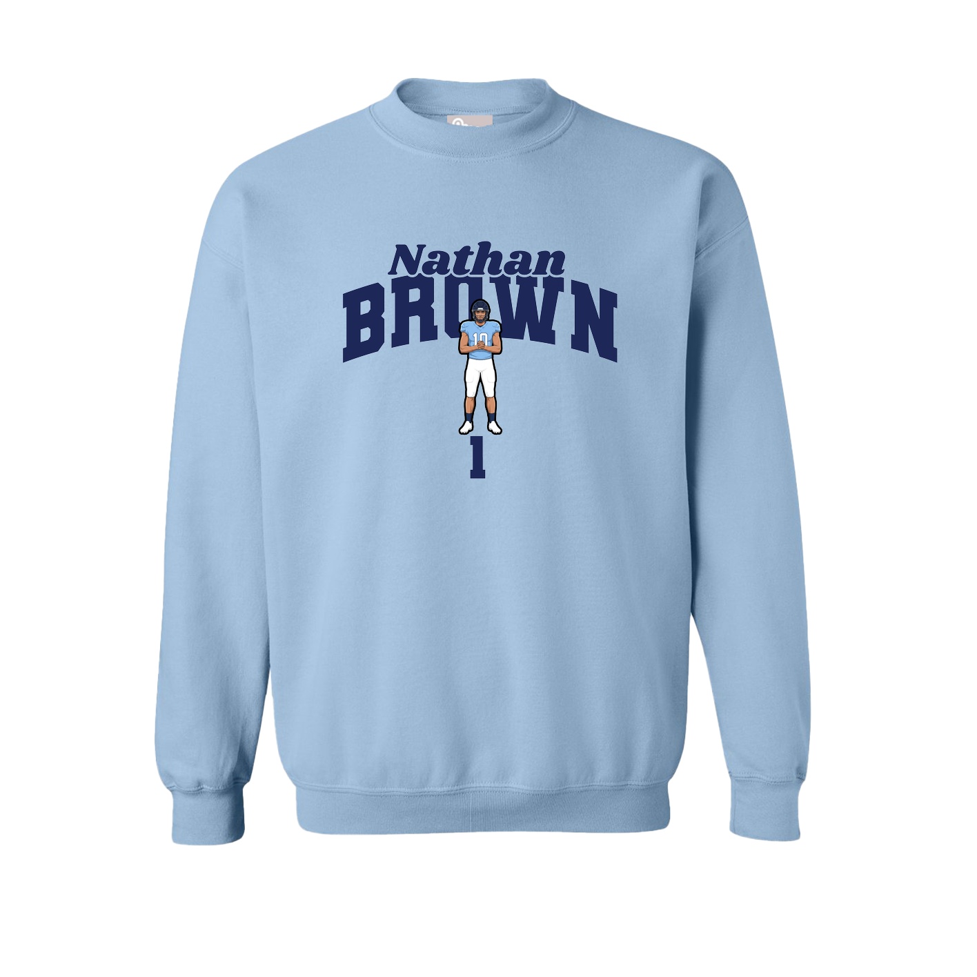 Fleece Crew — Signature Arch in Light Blue