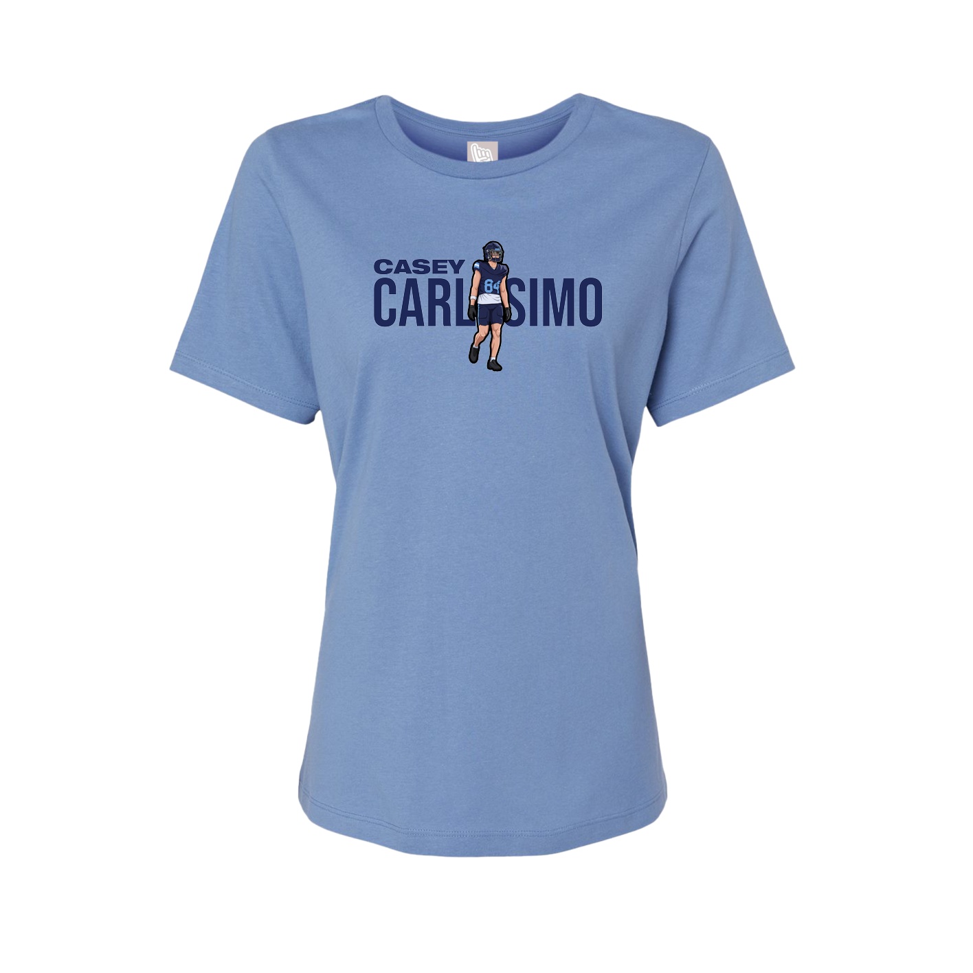Fitted Women's Tee — Player Name in Powder Blue