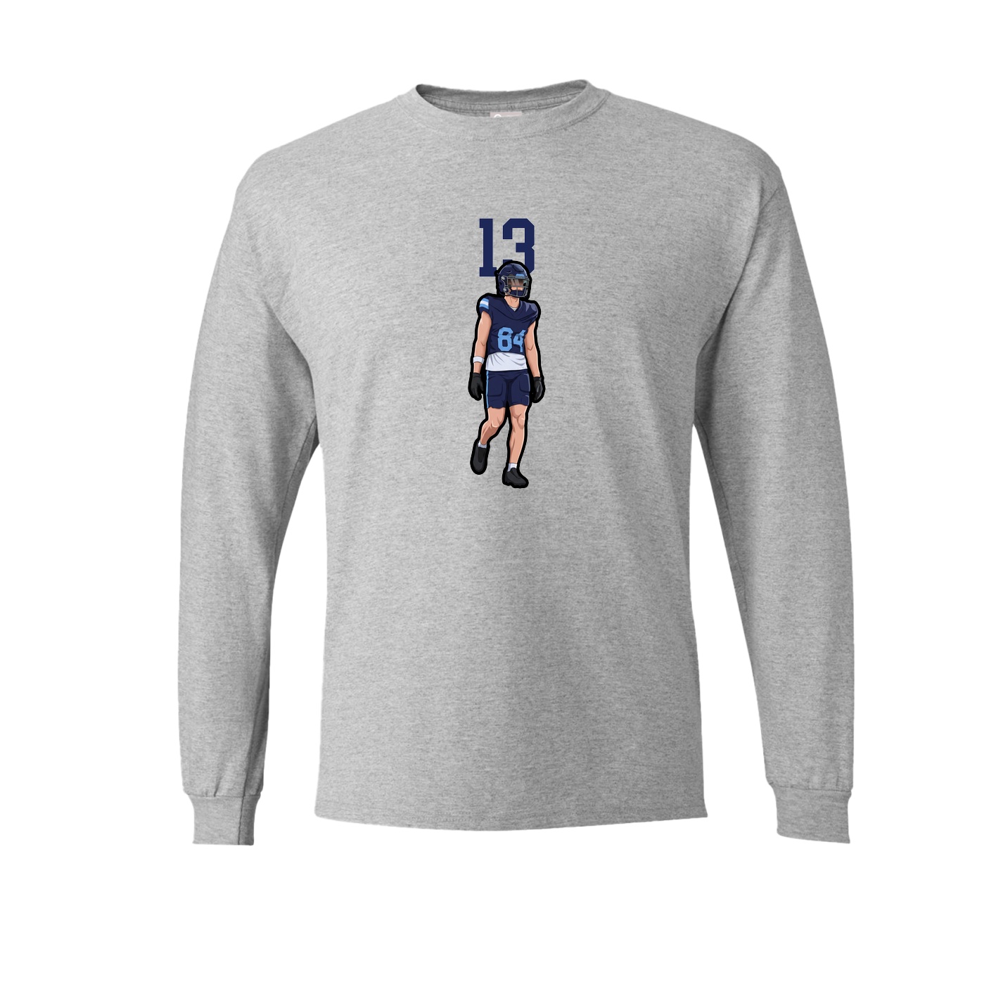 Long Sleeve Tee — Number Top in Grey