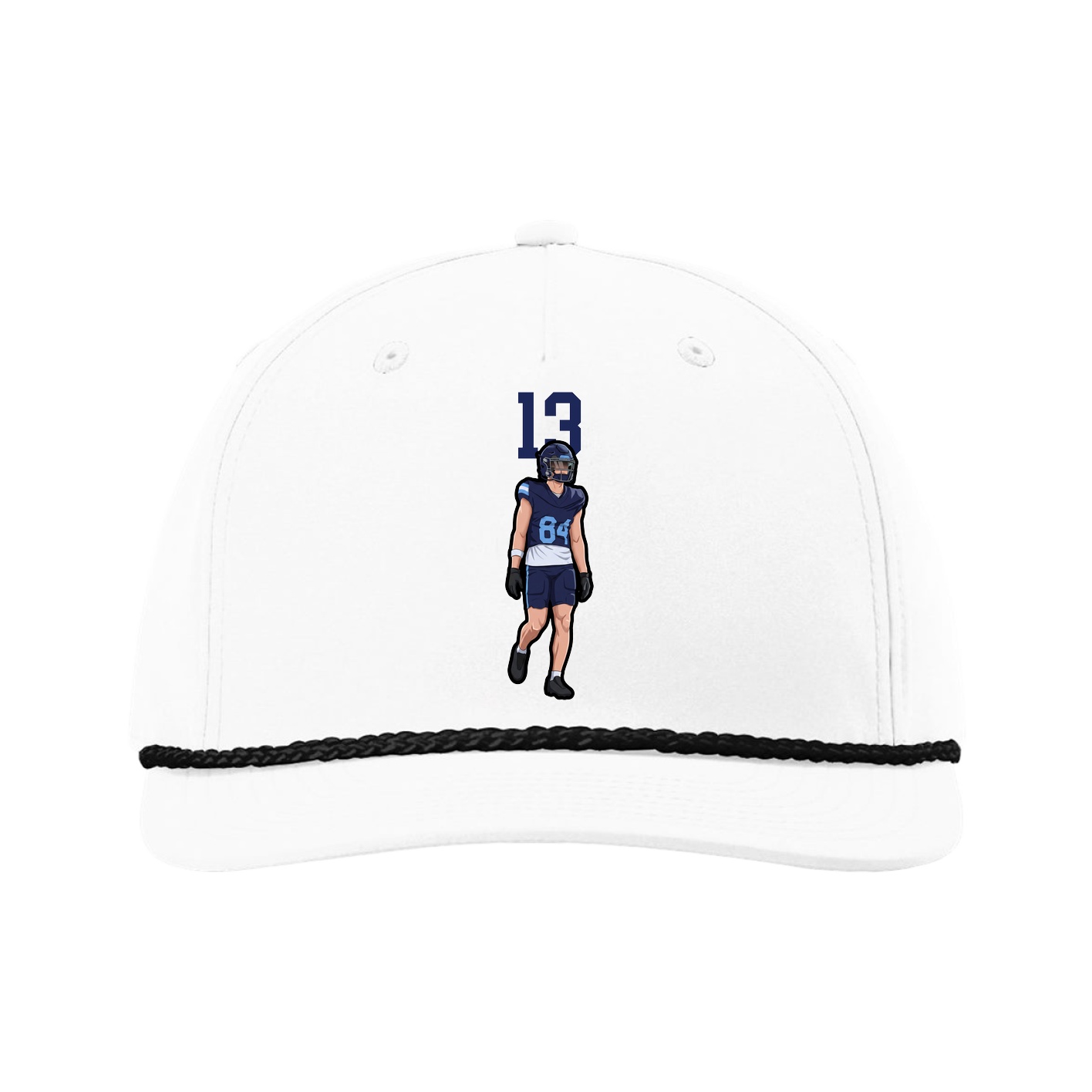 Five-Panel Classic Rope Cap — Number Top in White