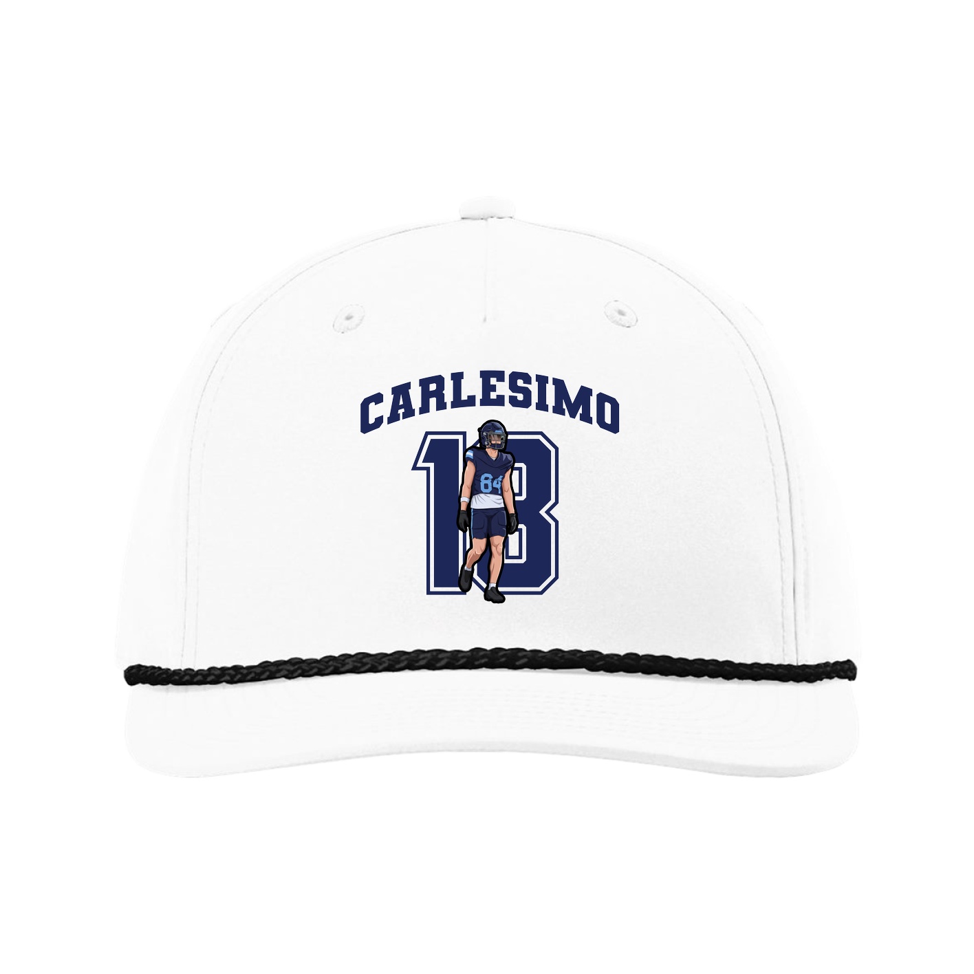 Five-Panel Classic Rope Cap — Number in White