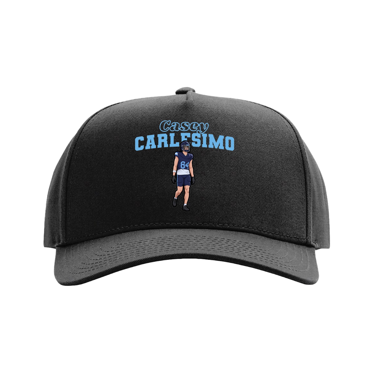 Full Fabric Five-Panel Champ Cap — Name Arch in Black