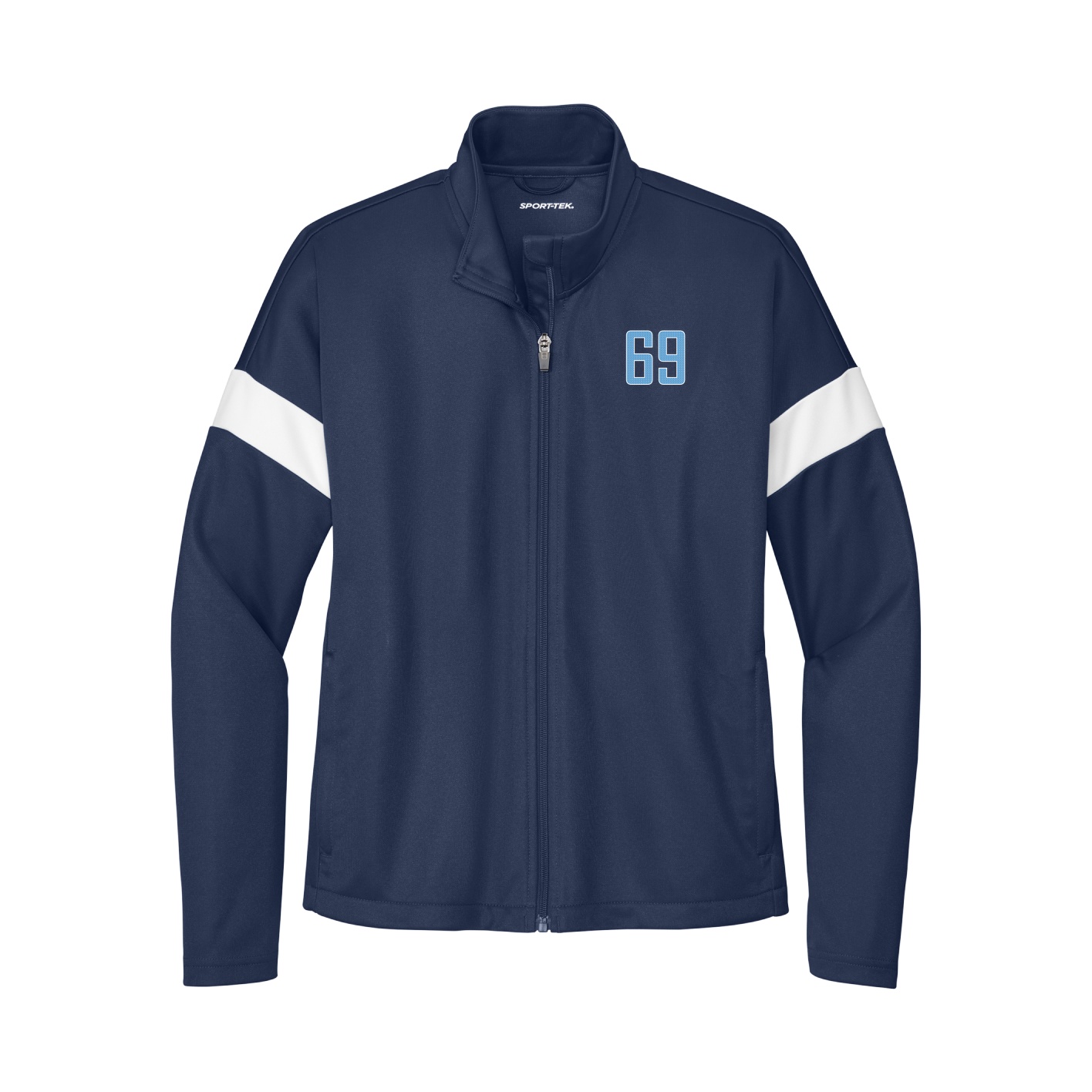 Womens Team Travel Full-Zip Jacket — Front Shirsy in Navy/White