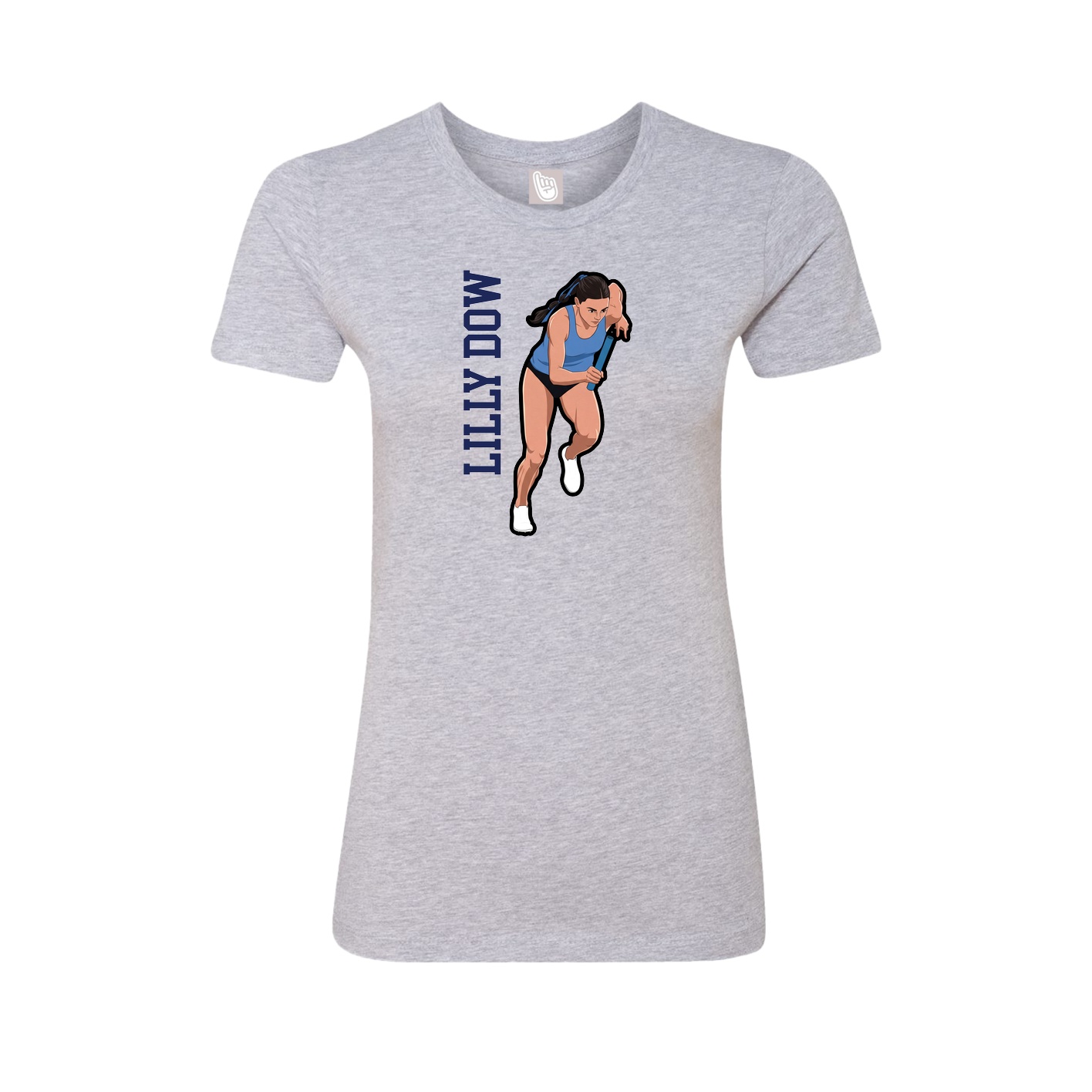 Fitted Women's Tee — Name Vertical in Grey