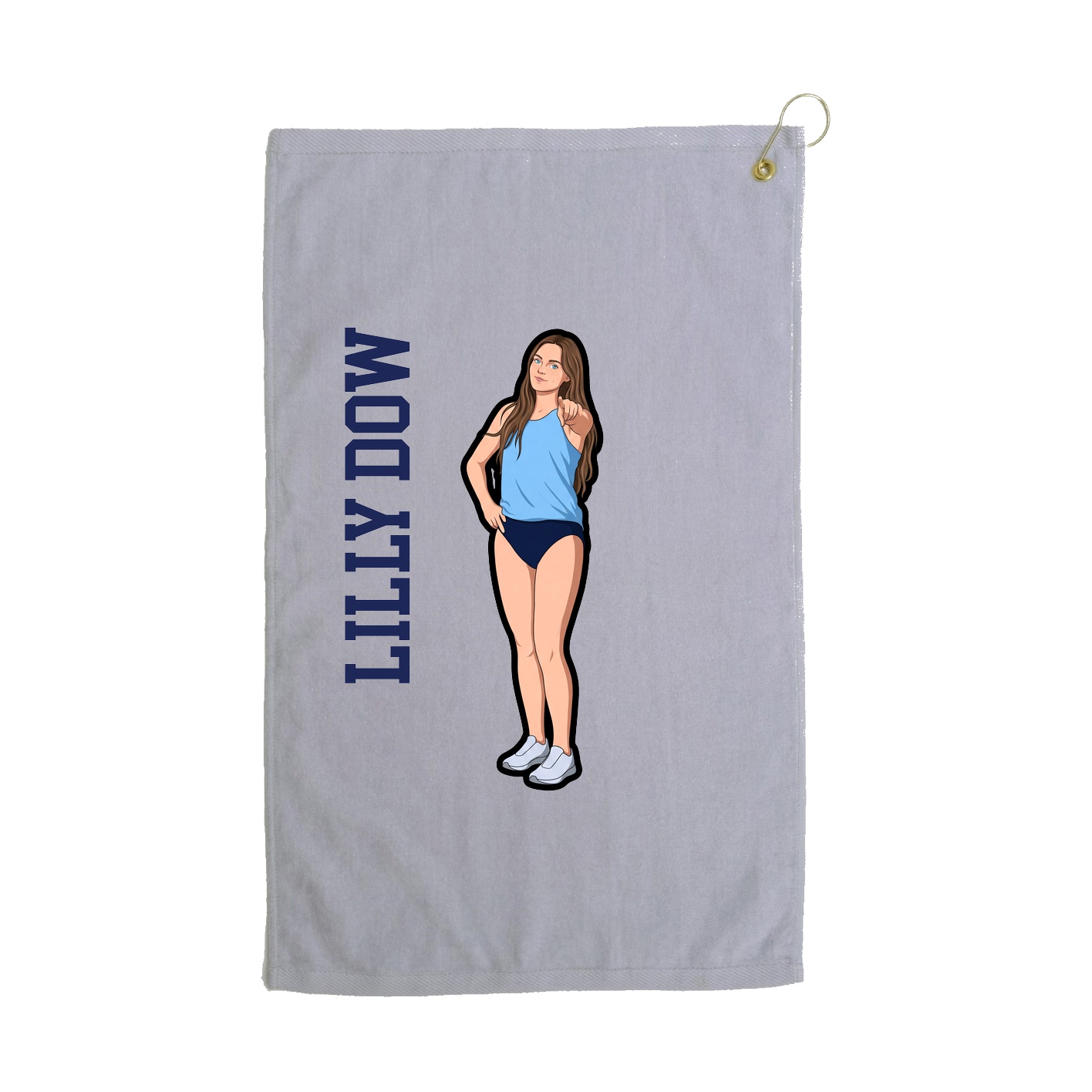 Golf Towel — Name Vertical in Grey