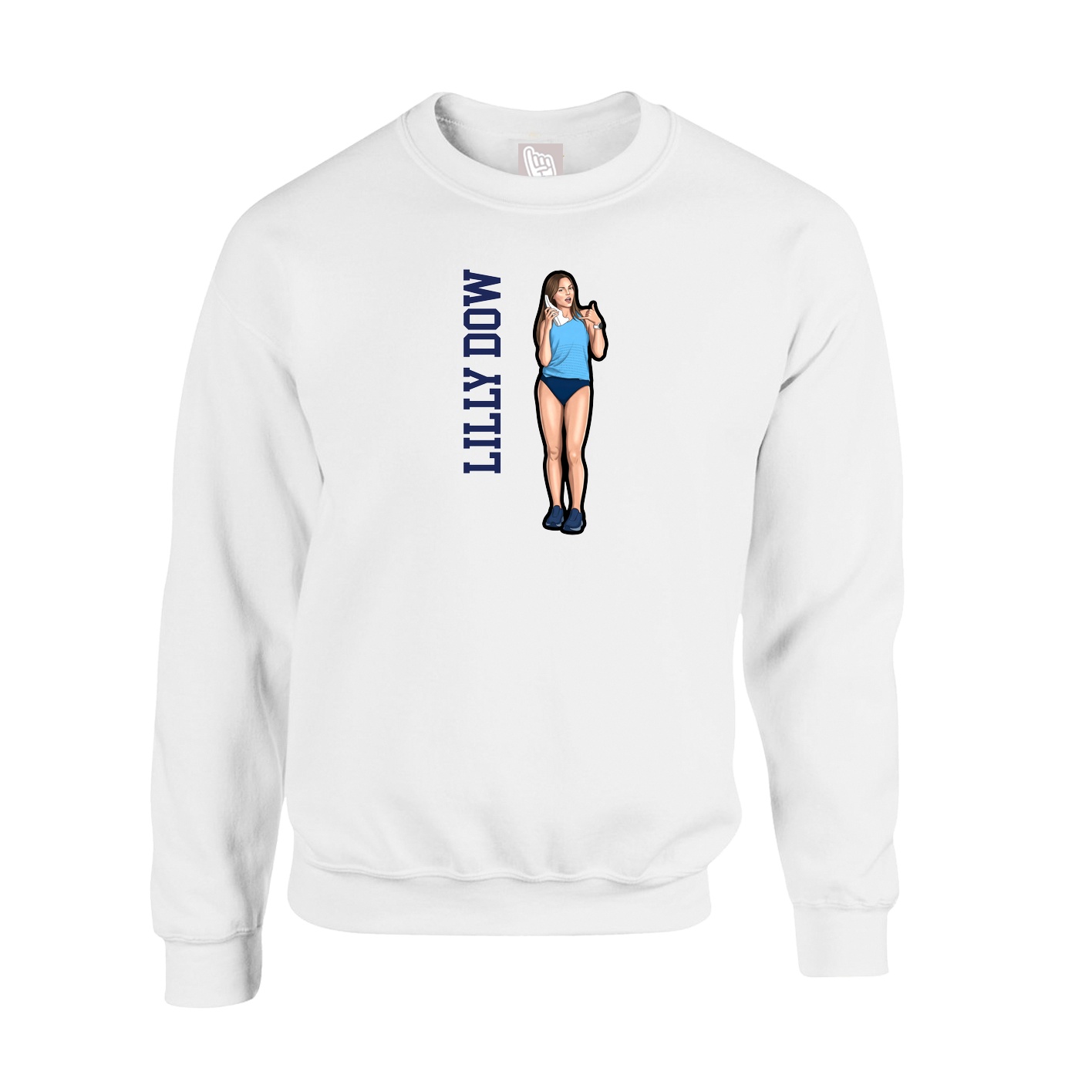 Fleece Crew — Name Vertical in White