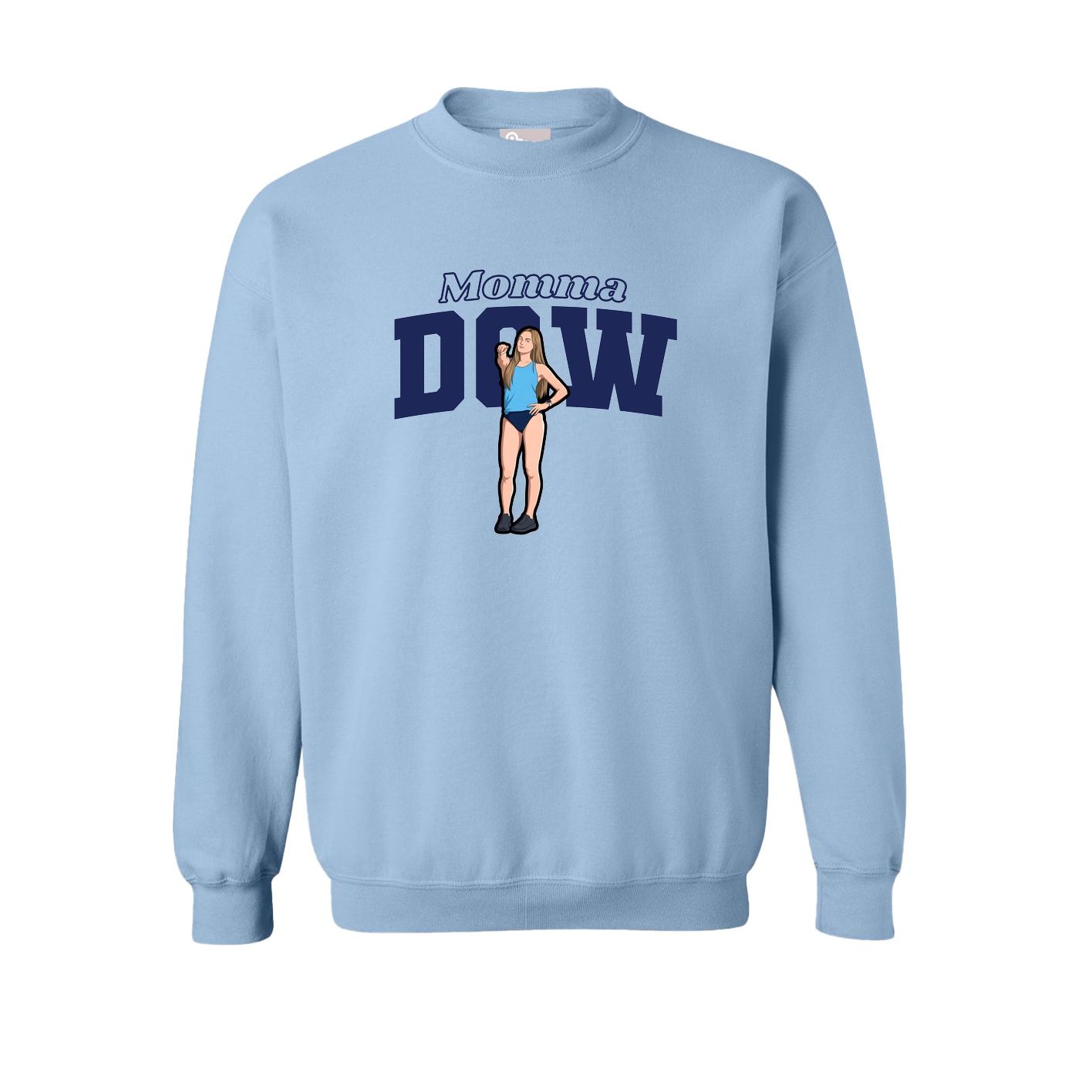 Fleece Crew — Mothers Day Block in Light Blue