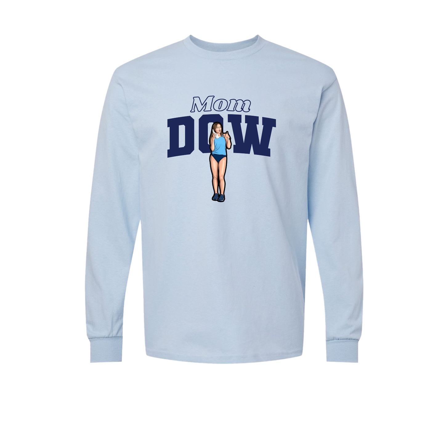 Long Sleeve Tee — Mothers Day Block in Light Blue