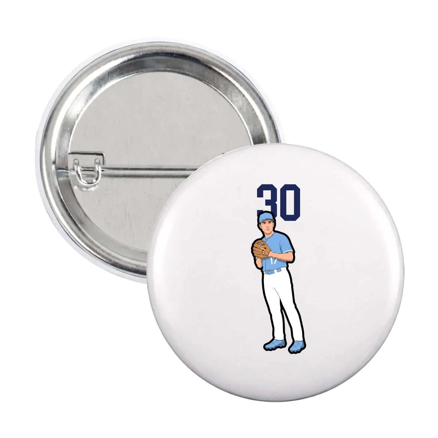 Game Day Button — Number Top in White