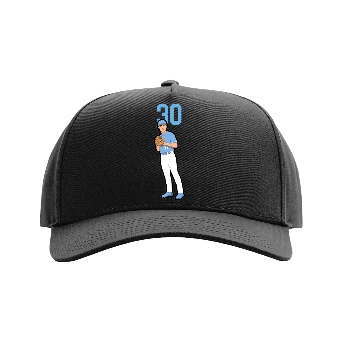 Full Fabric Five-Panel Champ Cap — Number Top in Black
