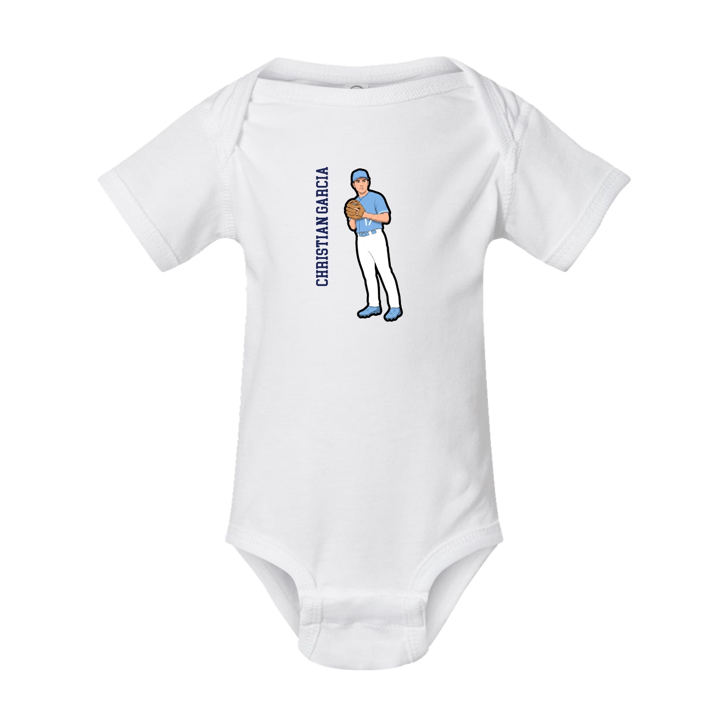 Baby Onesie — Name Vertical in White