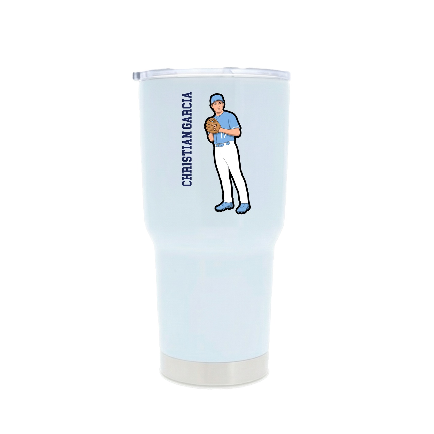30oz Stainless Steel Tumbler — Name Vertical in White