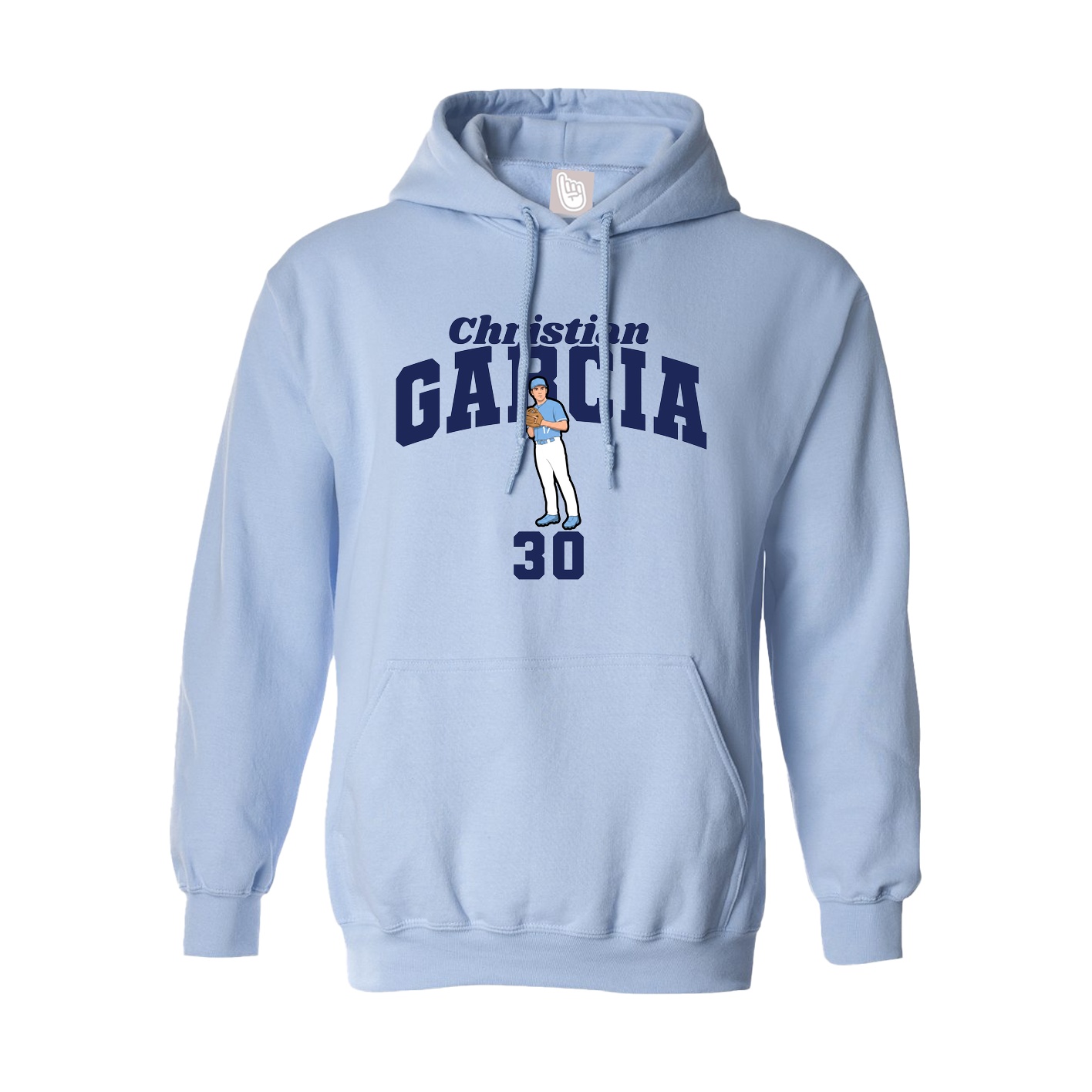 Hoodie — Signature Arch in Light Blue