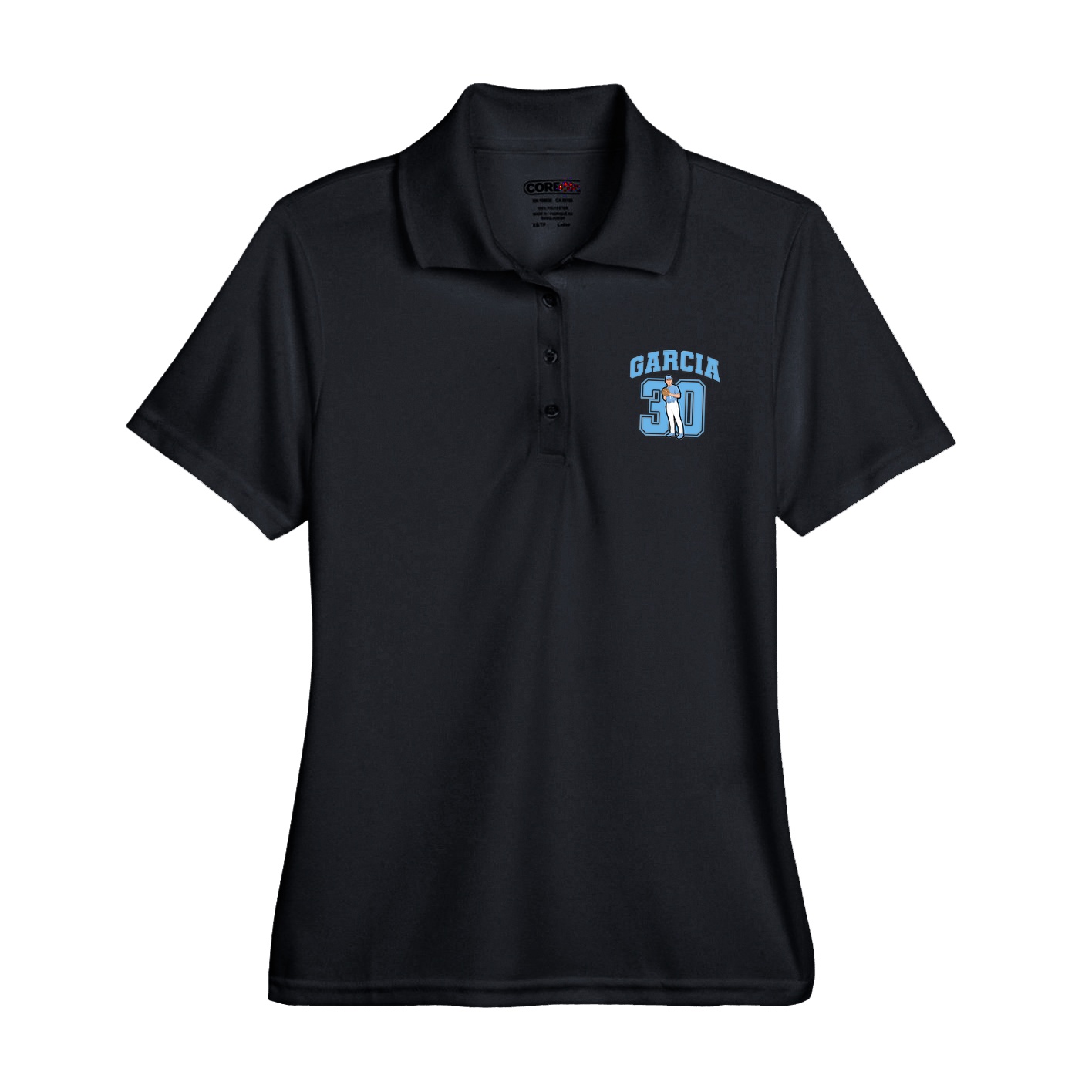 Womens Performance Polo — Number in Black