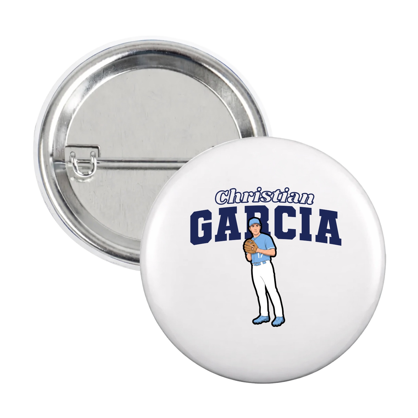Game Day Button — Name Arch in White