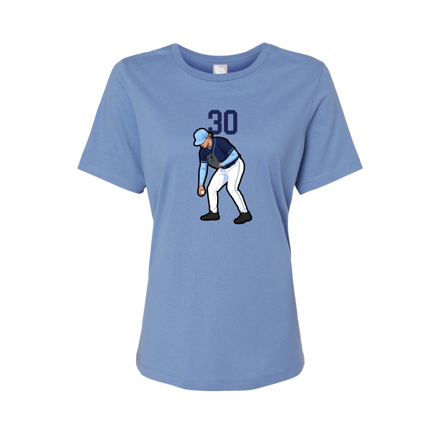 Fitted Women's Tee — Number Top in Powder Blue