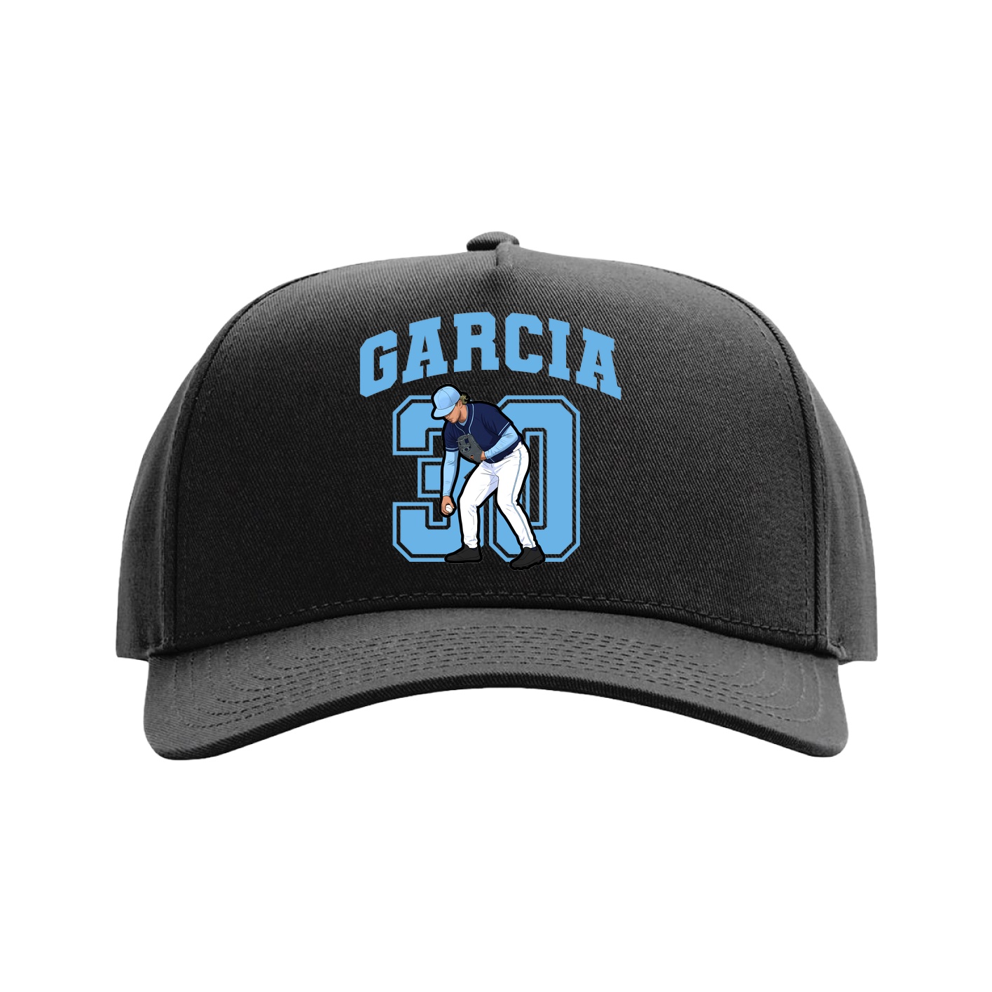 Full Fabric Five-Panel Champ Cap — Number in Black