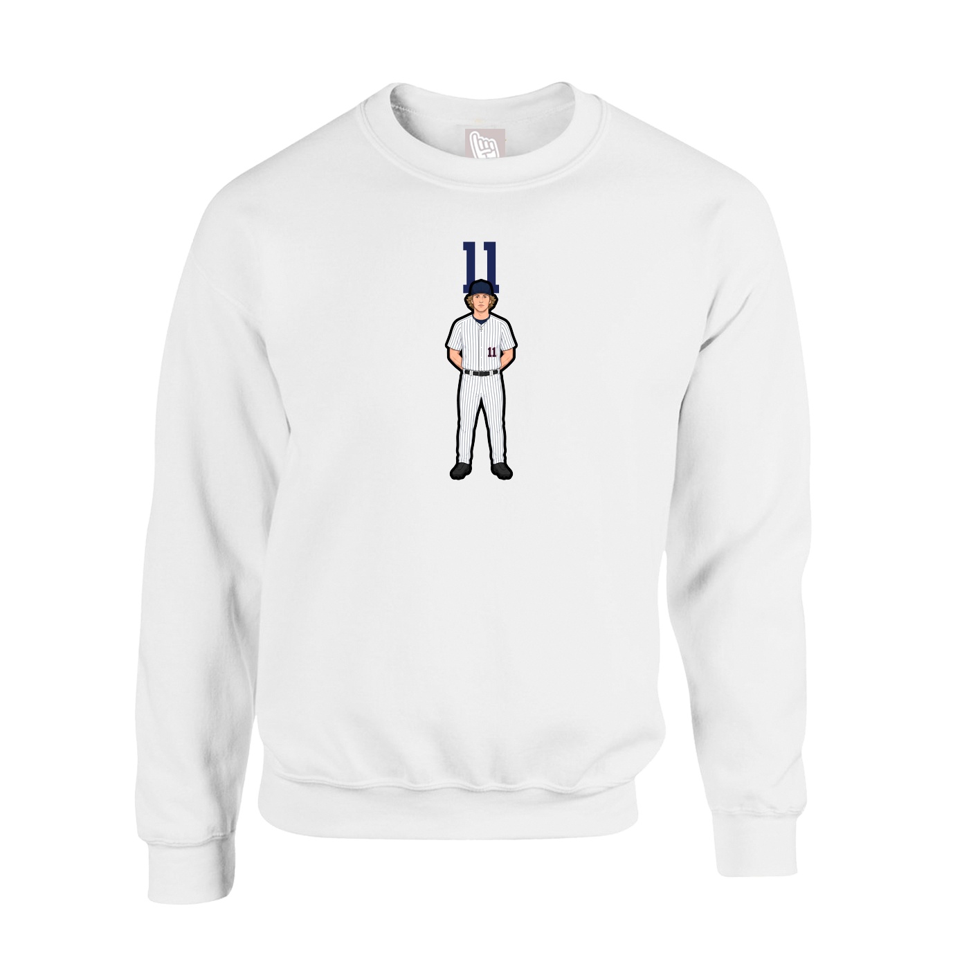 Fleece Crew — Number Top in White