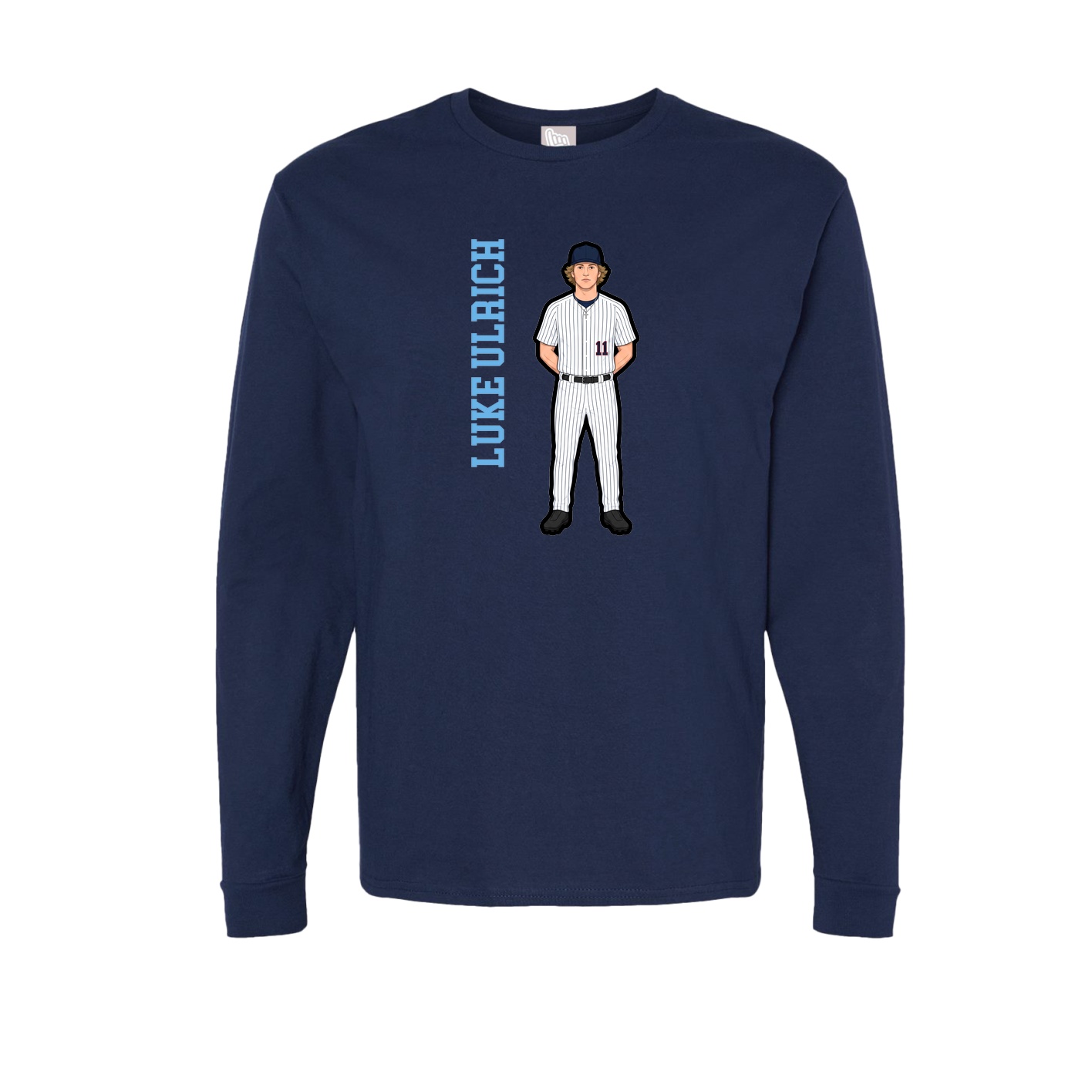 Long Sleeve Tee — Name Vertical in Navy