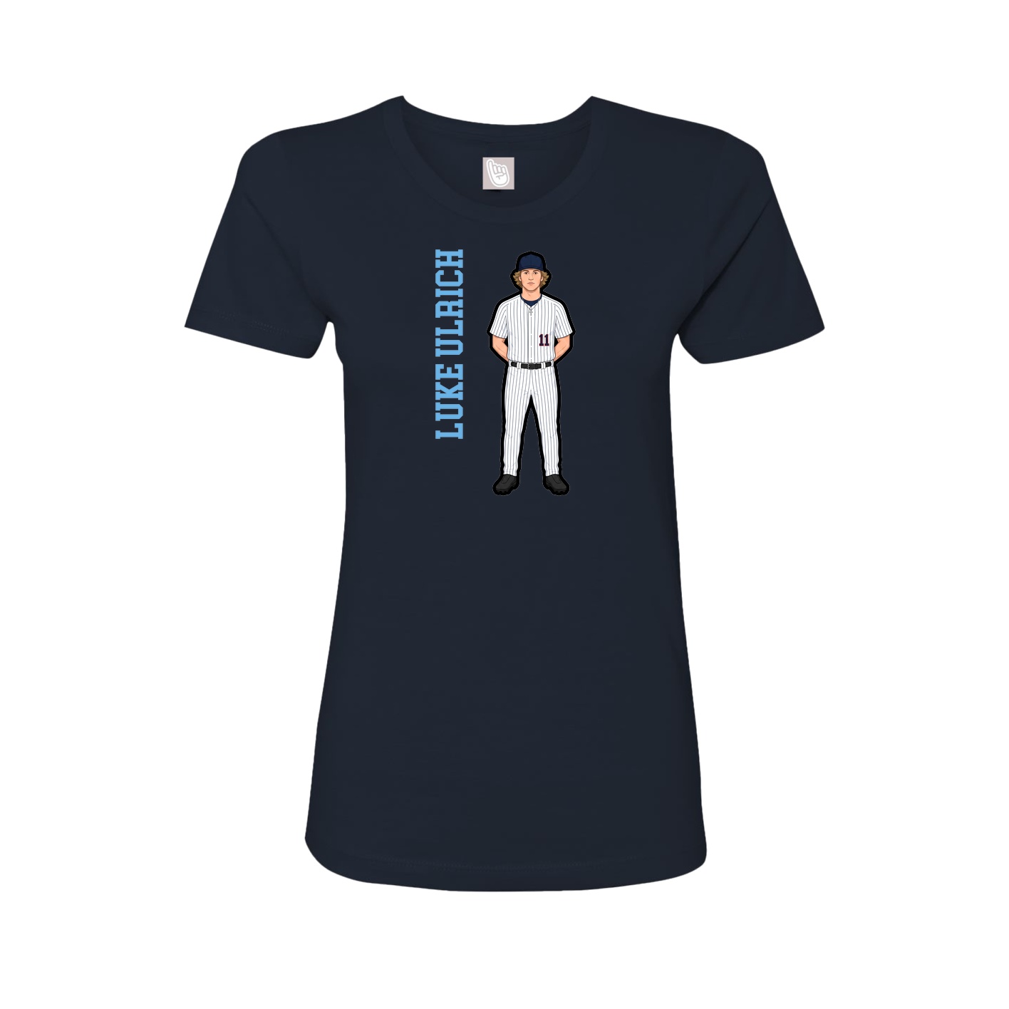 Fitted Women's Tee — Name Vertical in Navy