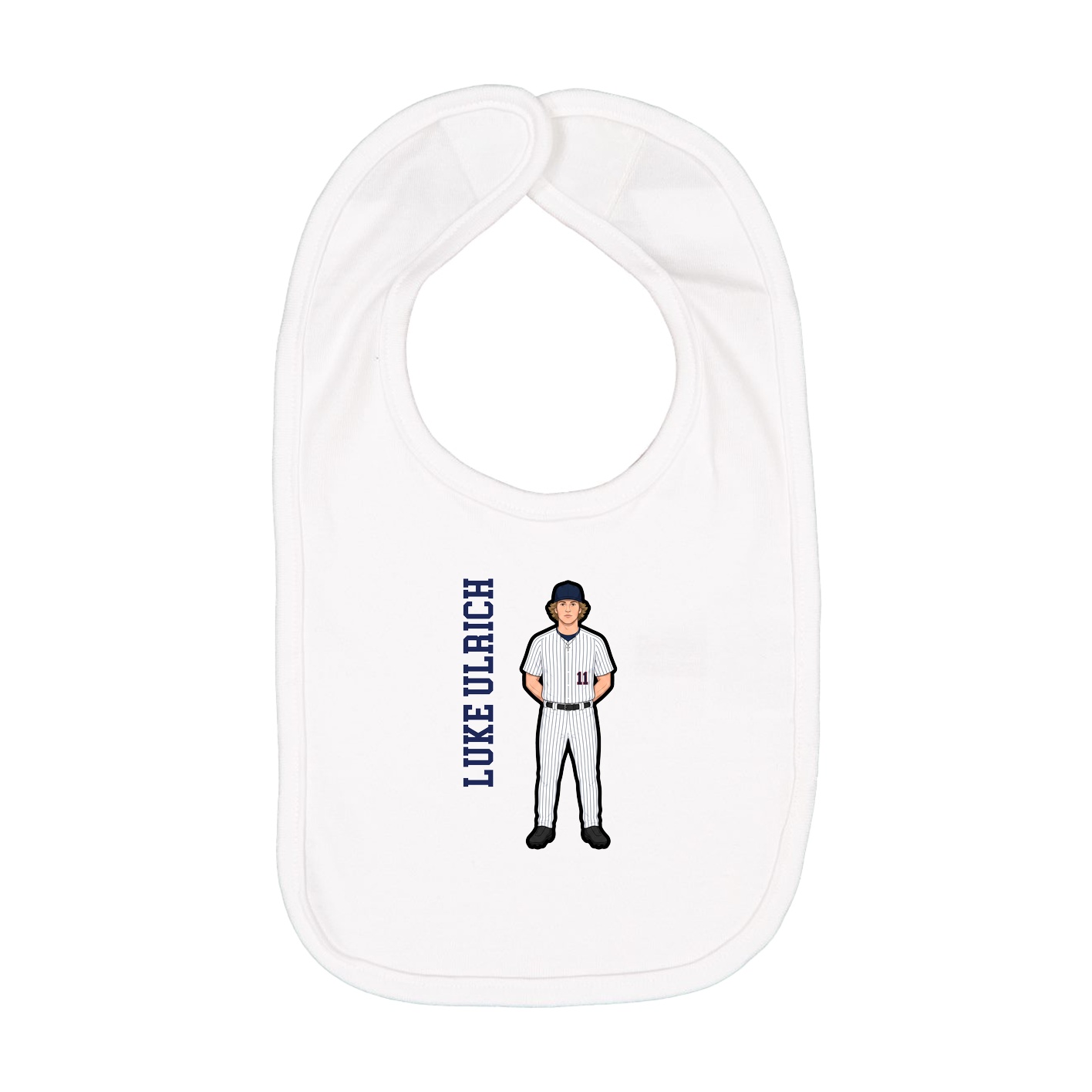 Infant Bib — Name Vertical in White