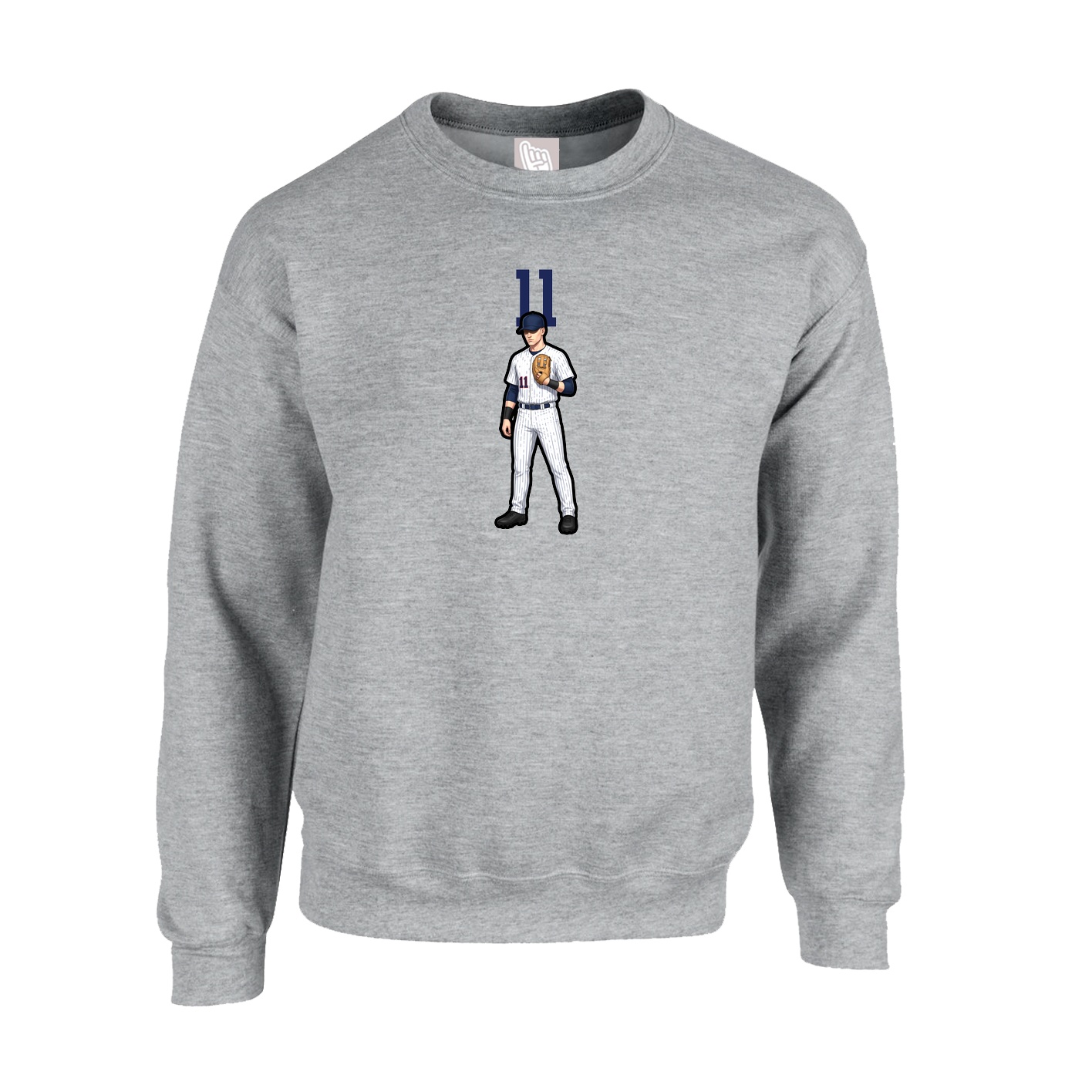 Fleece Crew — Number Top in Grey