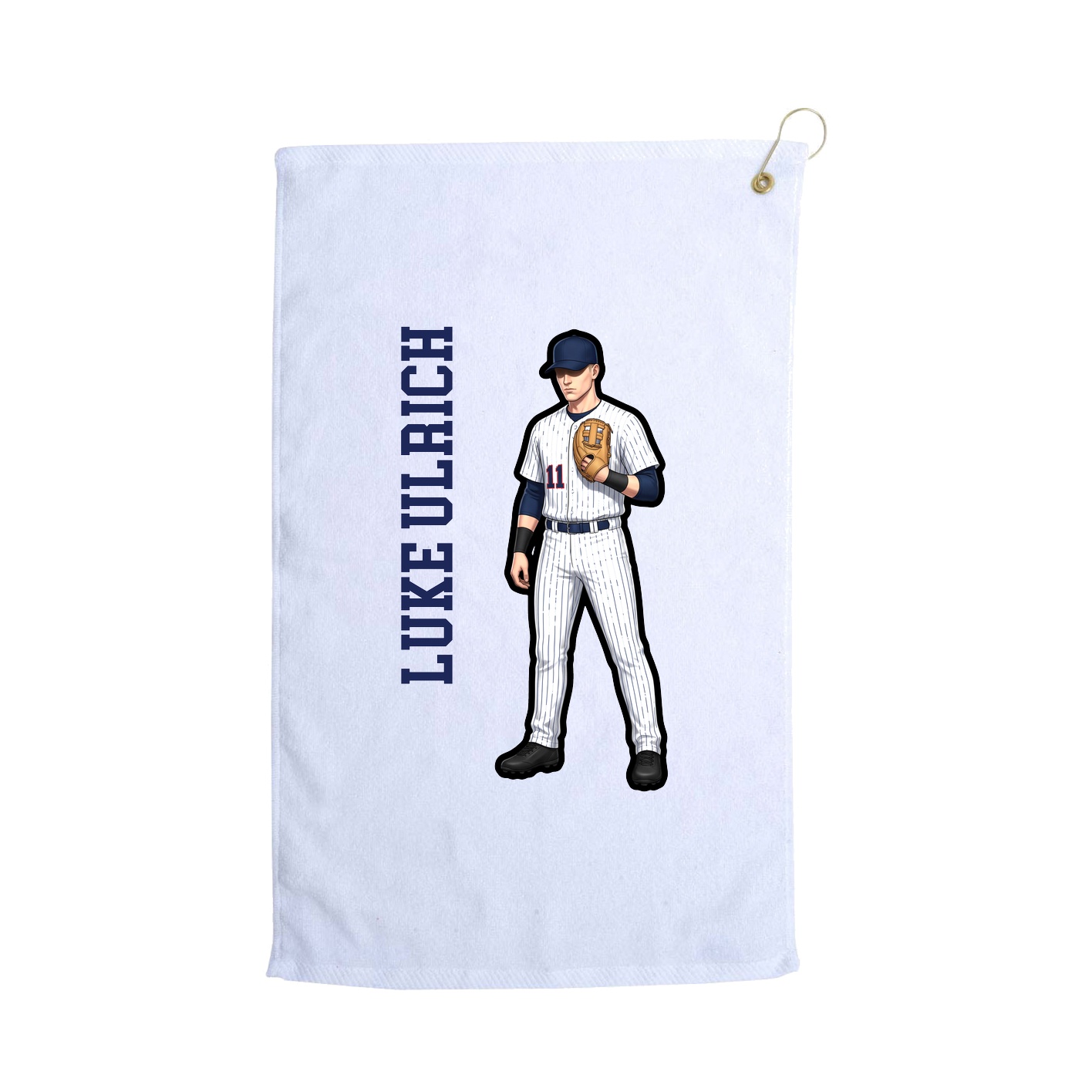 Golf Towel — Name Vertical in White