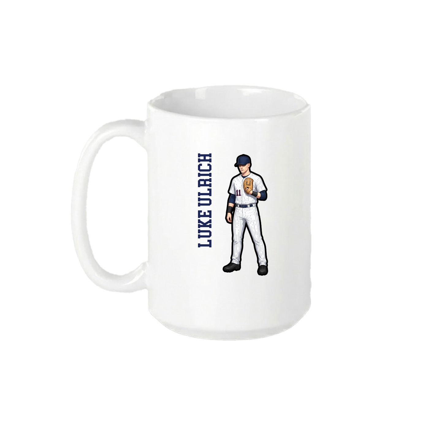 15oz Coffee Mug — Name Vertical in White