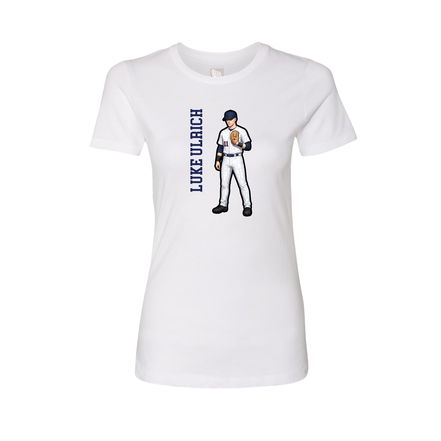 Fitted Women's Tee — Name Vertical in White