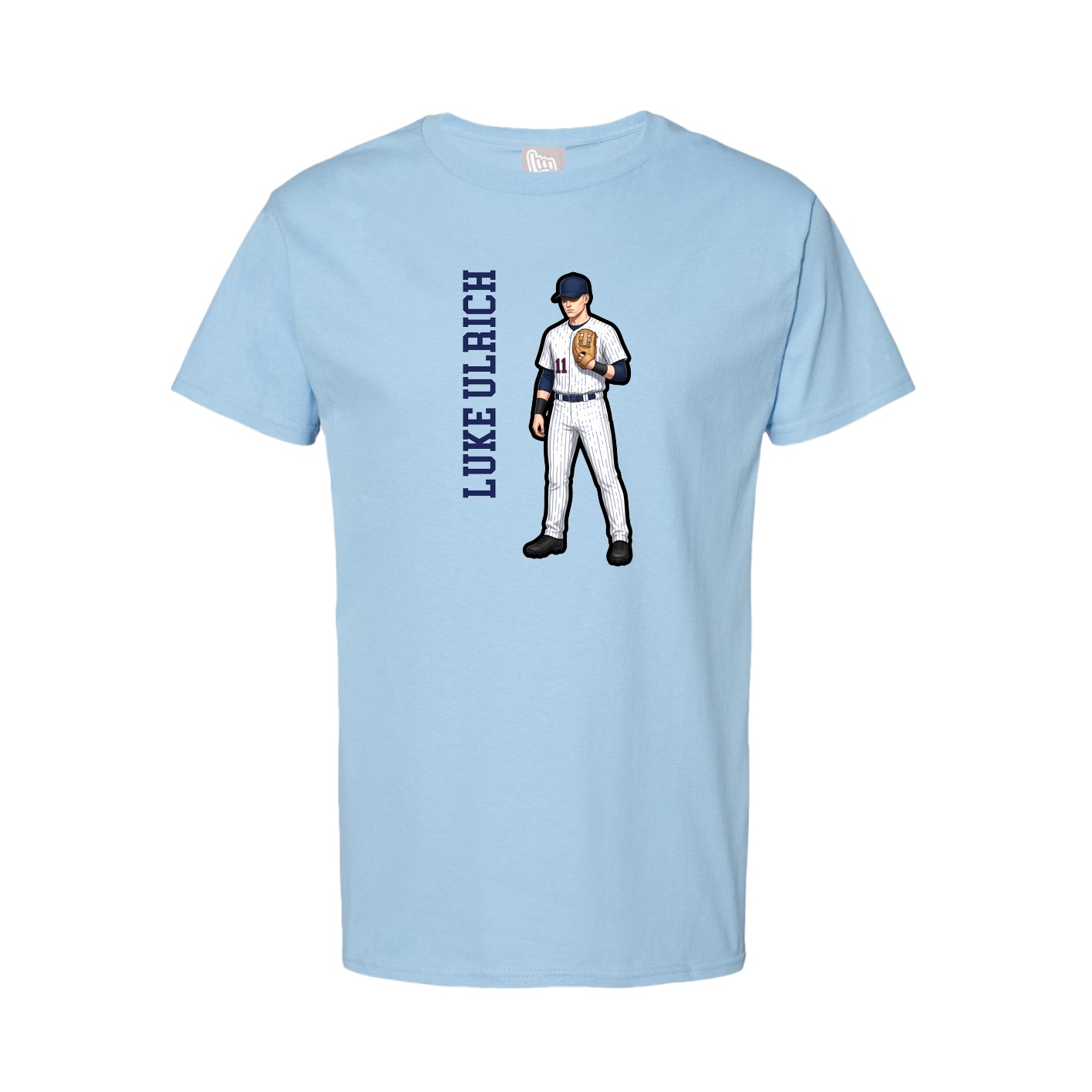 Youth Tee — Name Vertical in Light Blue