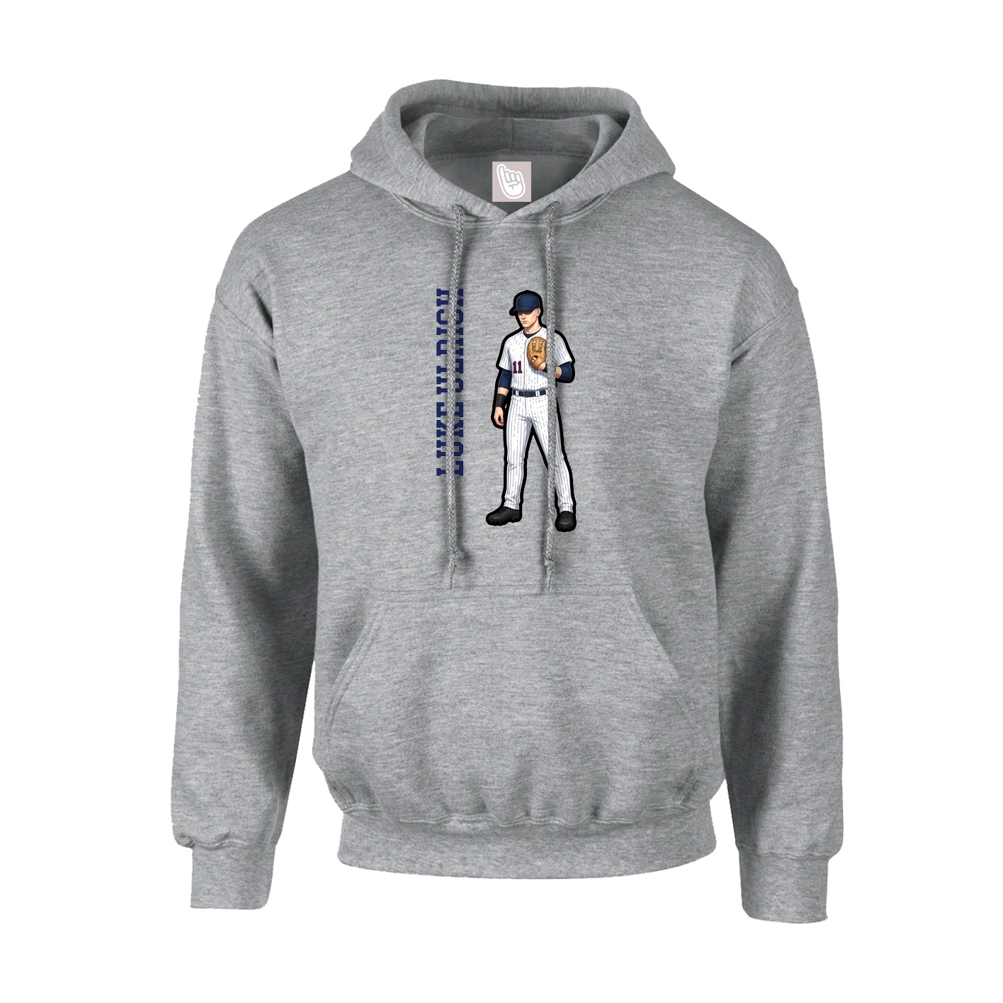 Youth Hoodie — Name Vertical in Grey