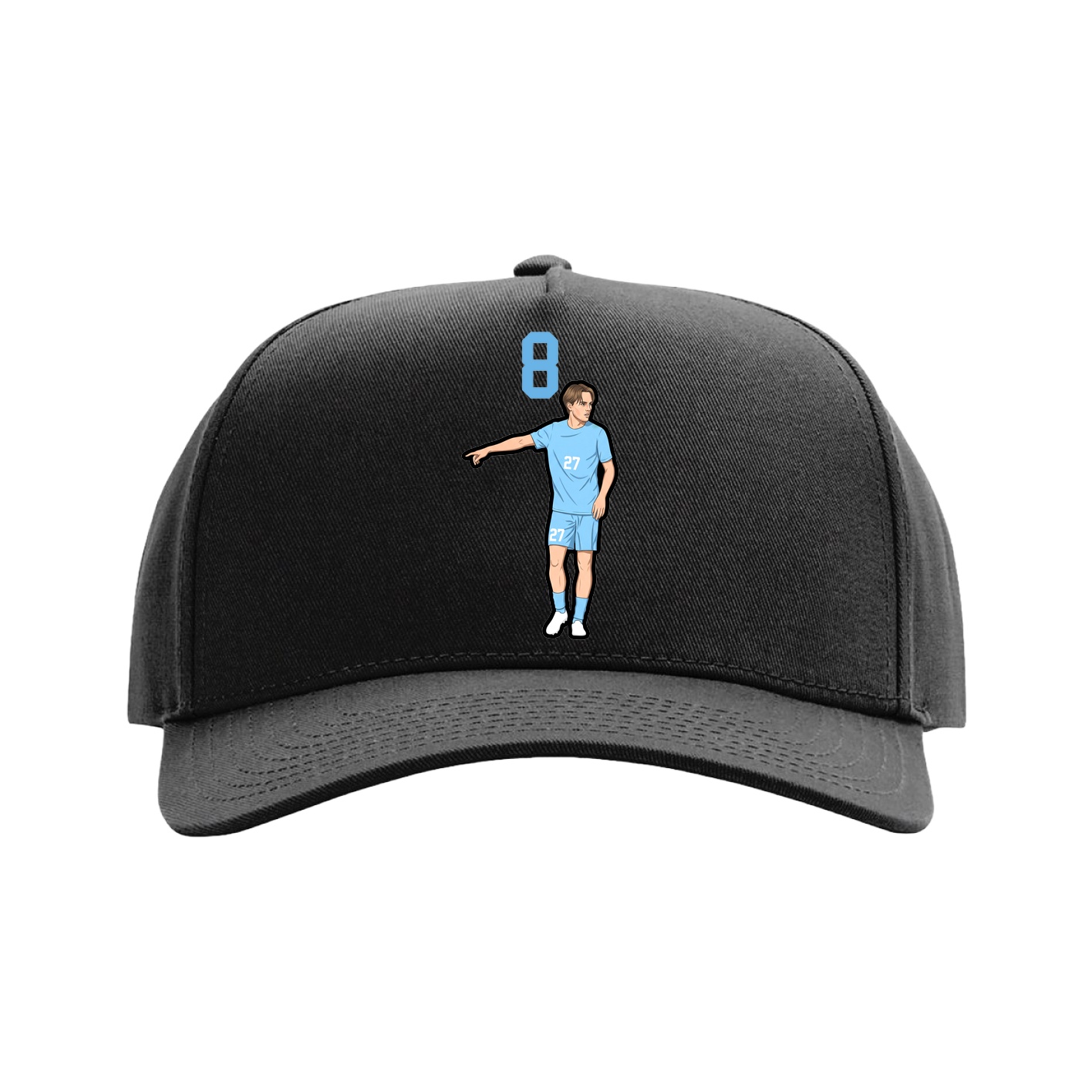 Full Fabric Five-Panel Champ Cap — Number Top in Black