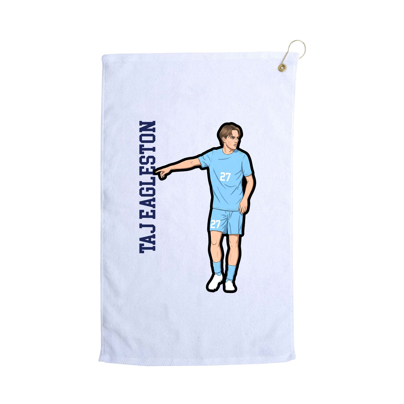 Golf Towel — Name Vertical in White