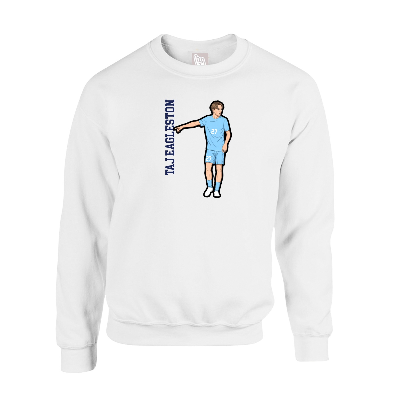 Fleece Crew — Name Vertical in White