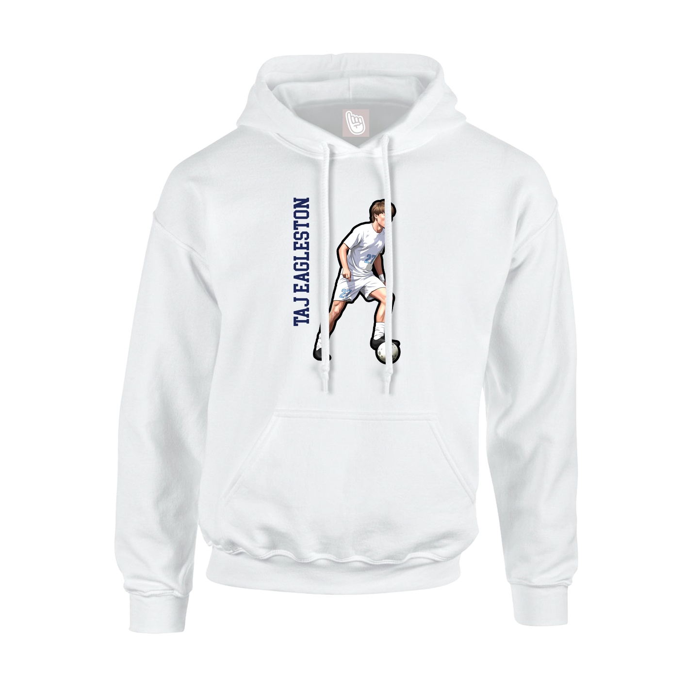 Youth Hoodie — Name Vertical in White
