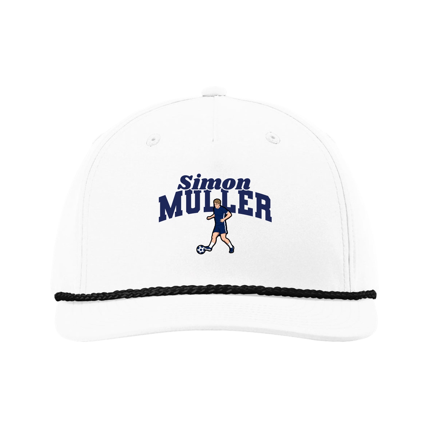 Five-Panel Classic Rope Cap — Signature Arch in White